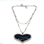 Luxenter Blue Aventurine, Cubic Zirconia, and Sterling Sliver Necklace