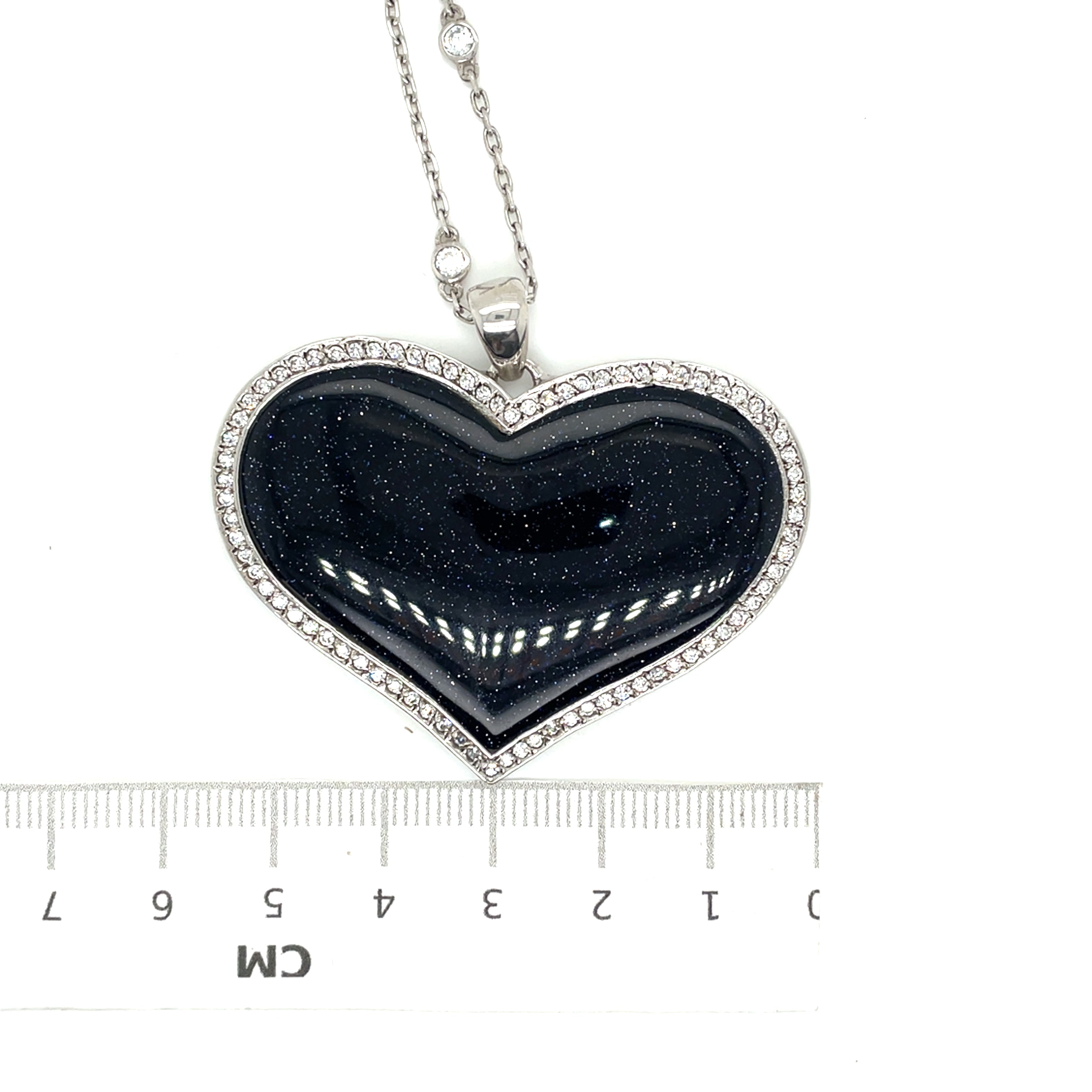 Luxenter Blue Aventurine, Cubic Zirconia, and Sterling Sliver Necklace