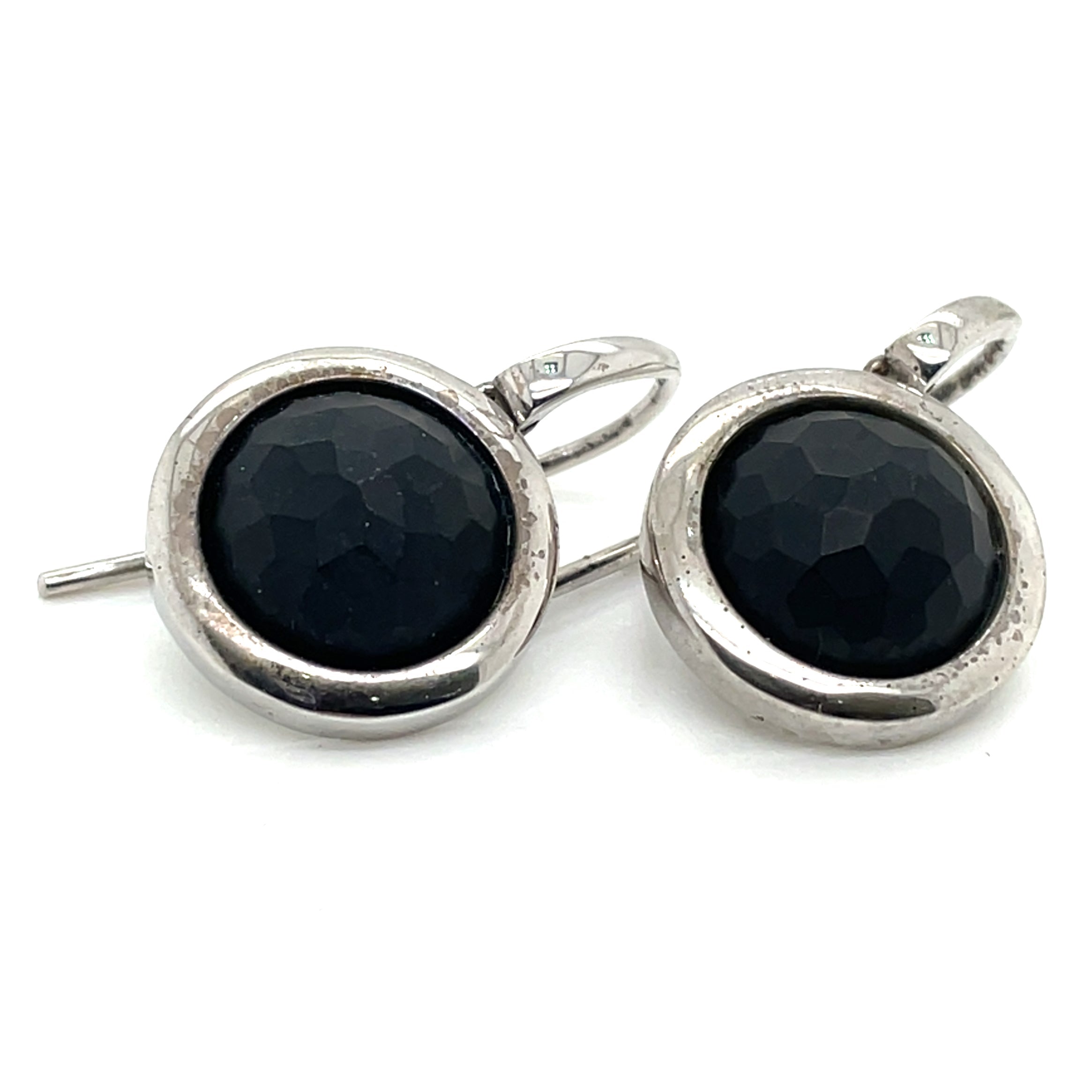 Luxenter Matte Finished Onyx and Sterling Silver Earrings