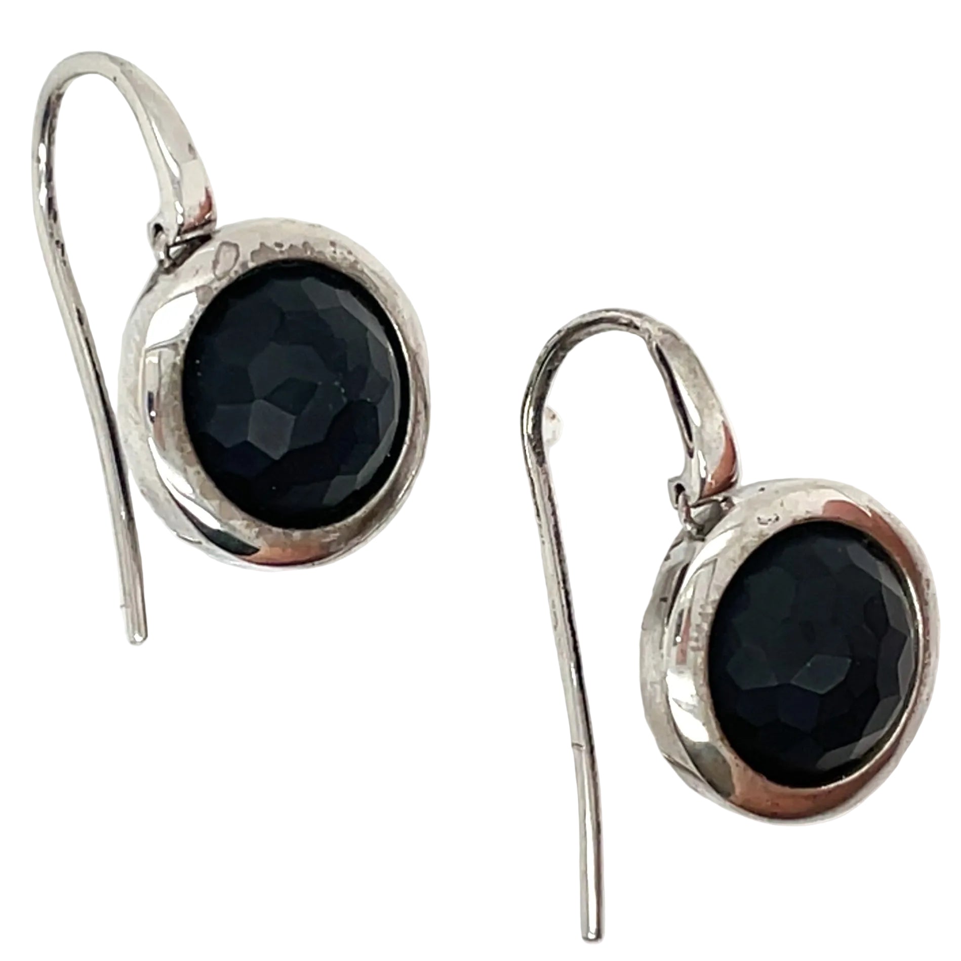 Luxenter Matte Finished Onyx and Sterling Silver Earrings
