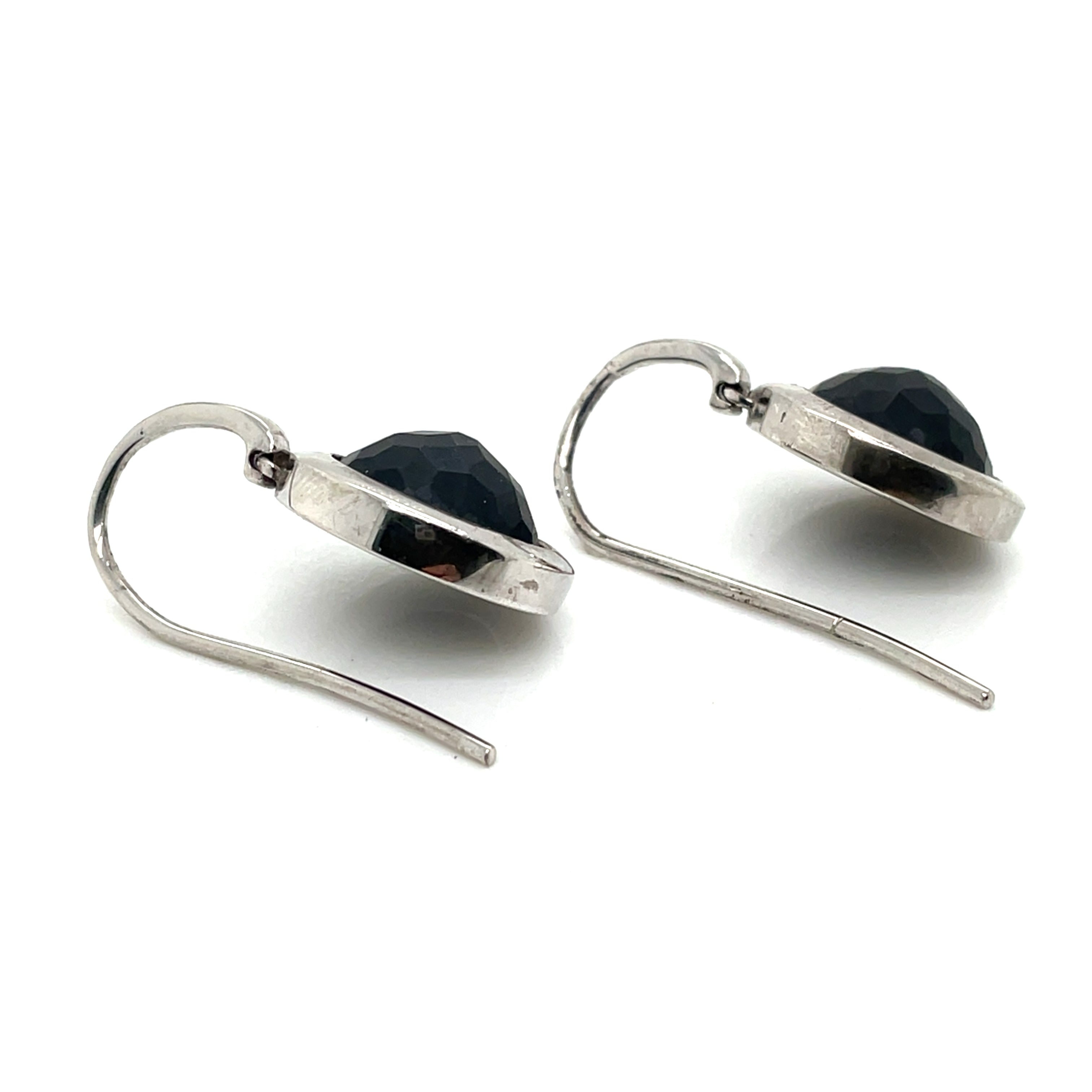 Luxenter Matte Finished Onyx and Sterling Silver Earrings
