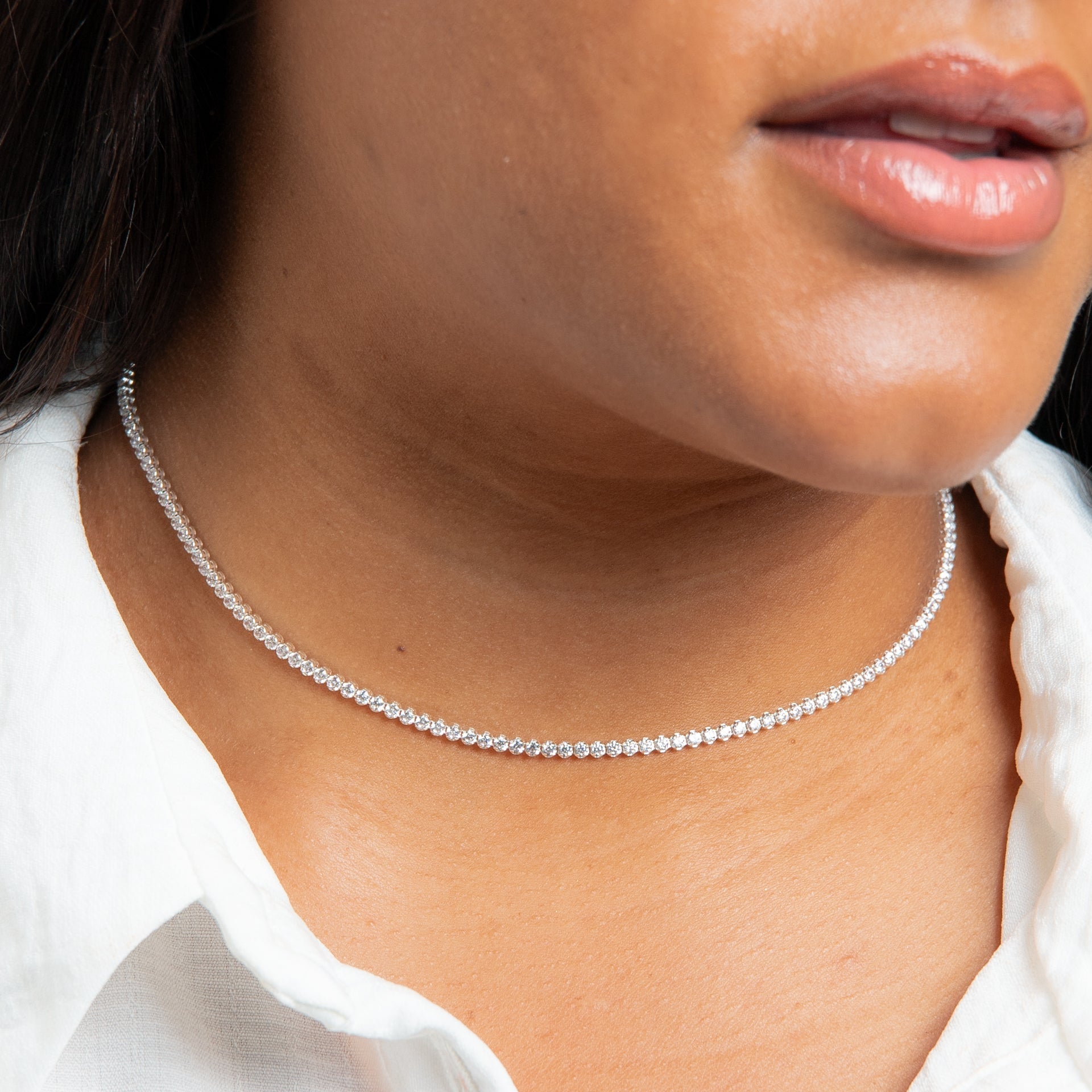 Cubic Zirconia Cup Chain Full Necklace