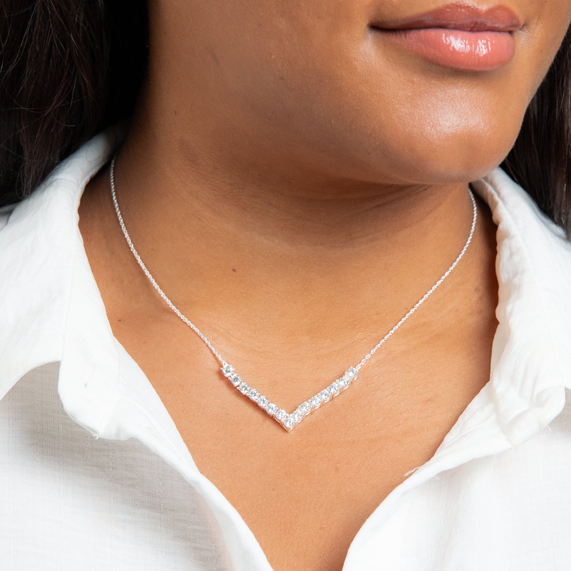 V Shape Cubic Zirconia Necklace