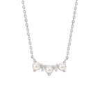 Freshwater Pearl & Cubic Zirconia Curved Necklace