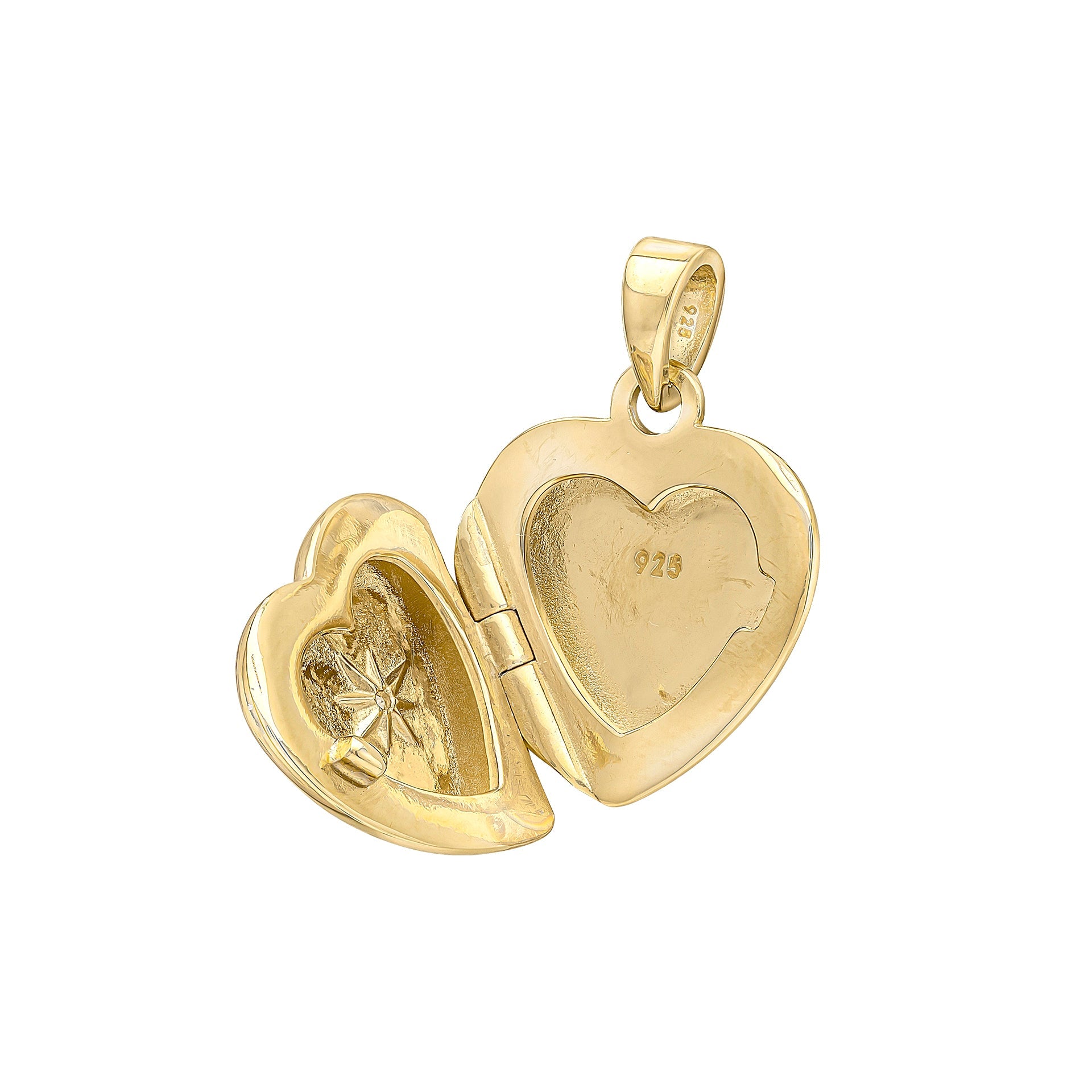 Gold Plated Heart Cubic Zirconia Locket Pendant