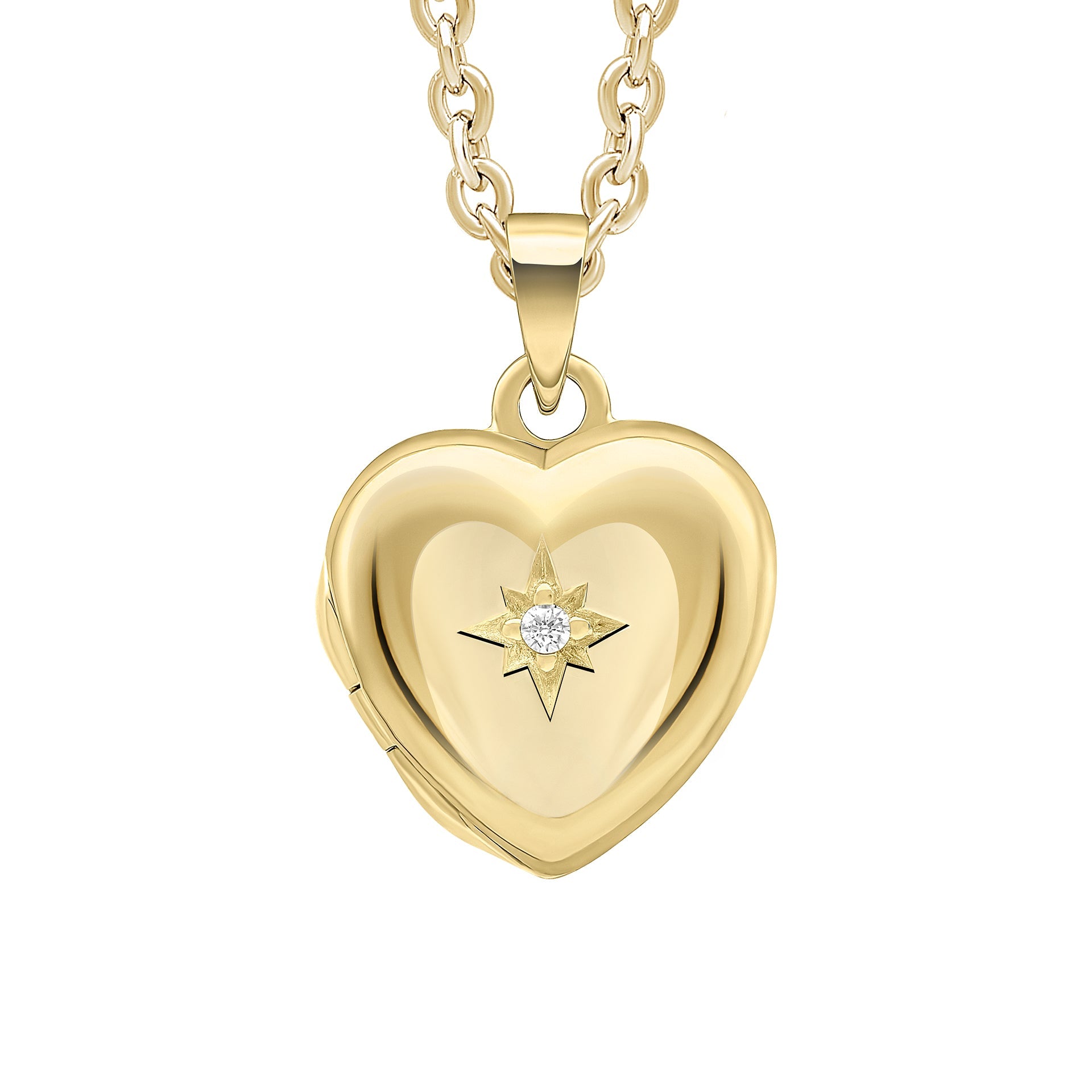 Gold Plated Heart Cubic Zirconia Locket Pendant