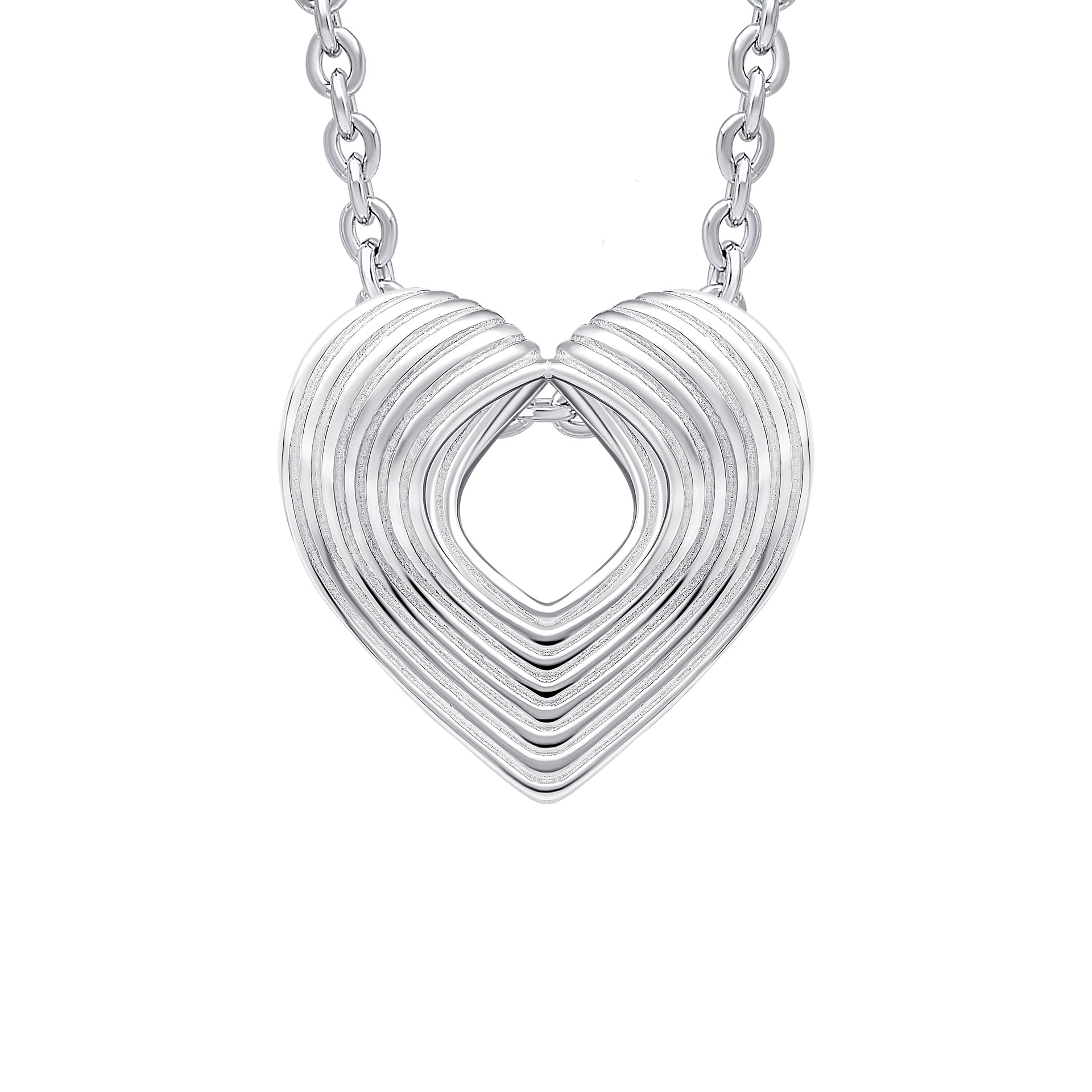 3D Heart with Ridges Texture Pendant