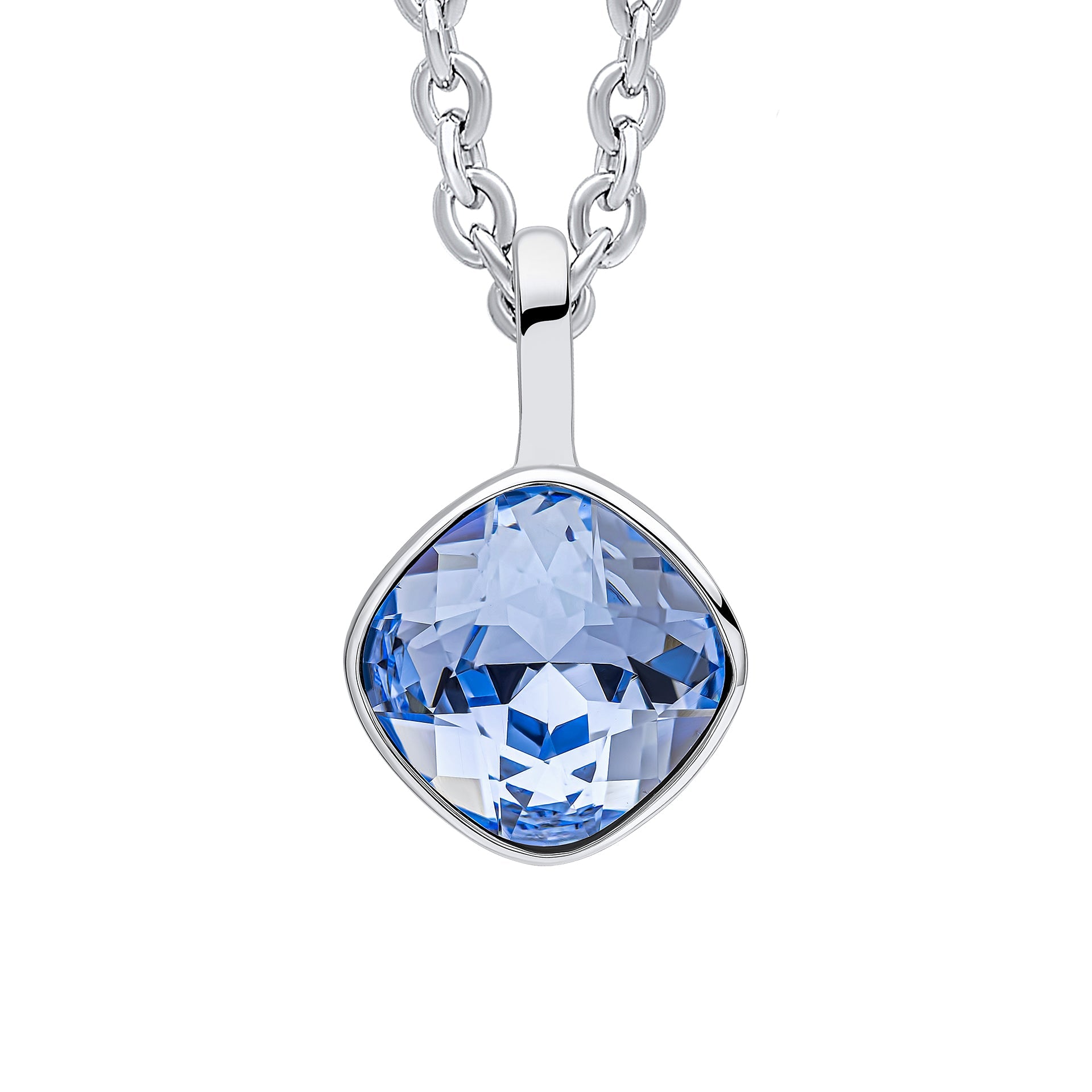 Cushion cut Preciosa Light Sapphire Elongated Bale Pendant