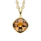 Cushion cut Preciosa Smoked Topaz with Yellow Gold Plating Elongated Bale Pendant