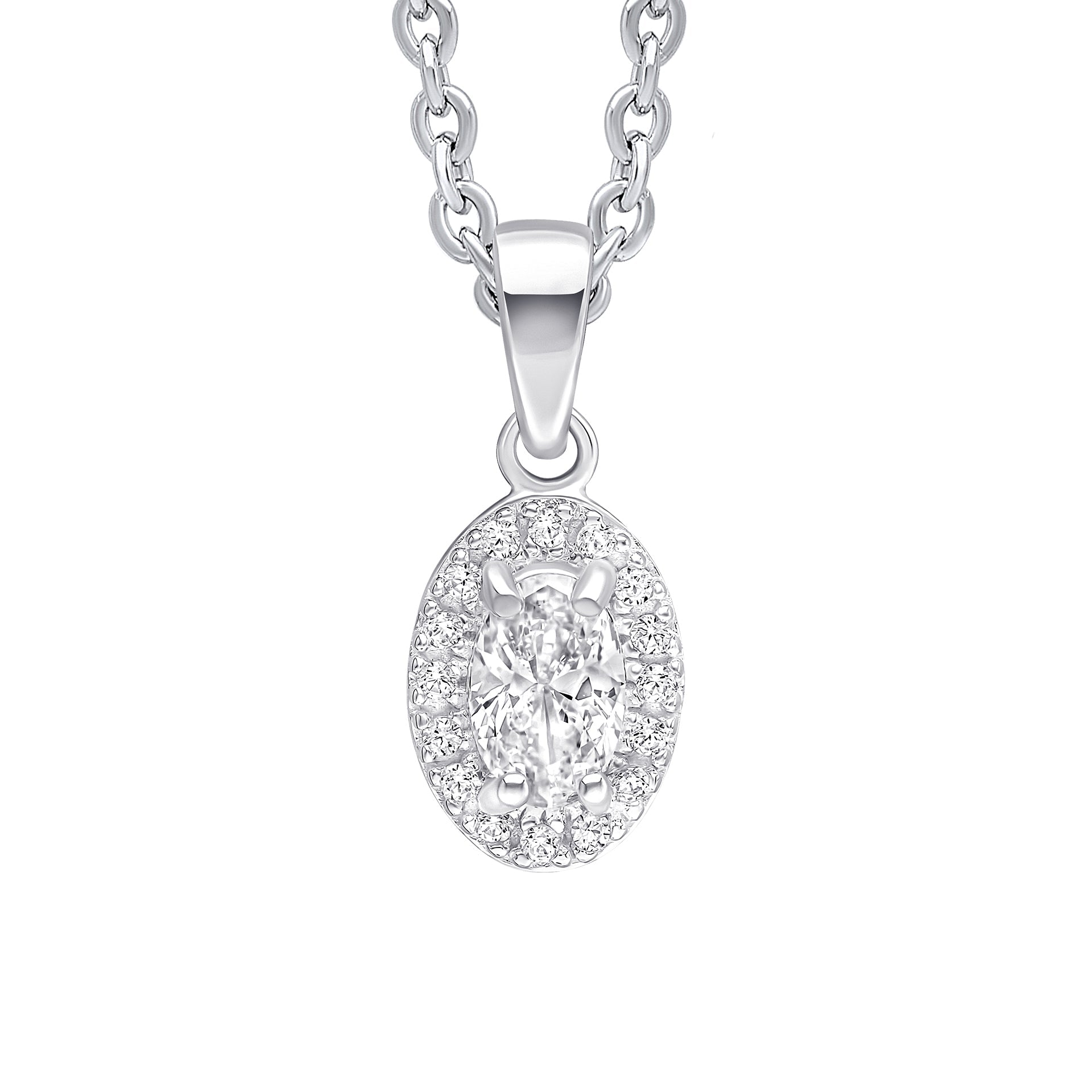 Oval Halo Cubic Zirconia Pendant