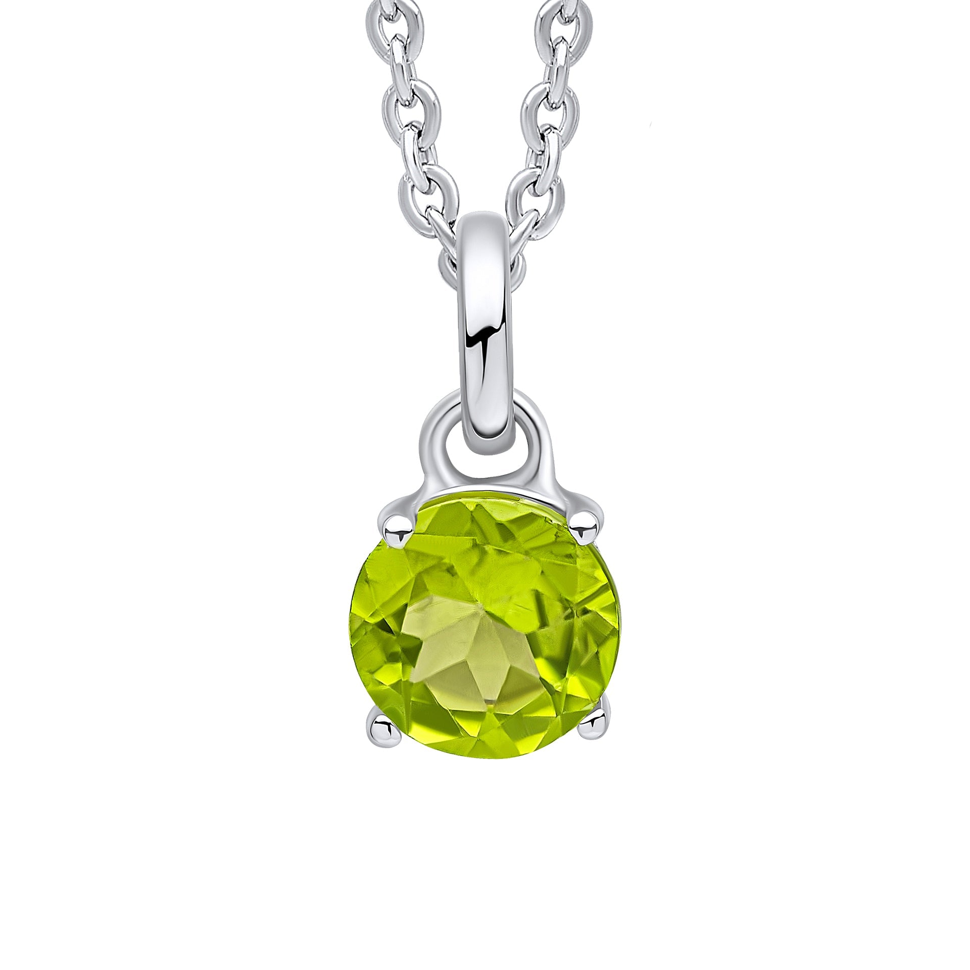 Round Semi Precious Peridot Dangling Pendant