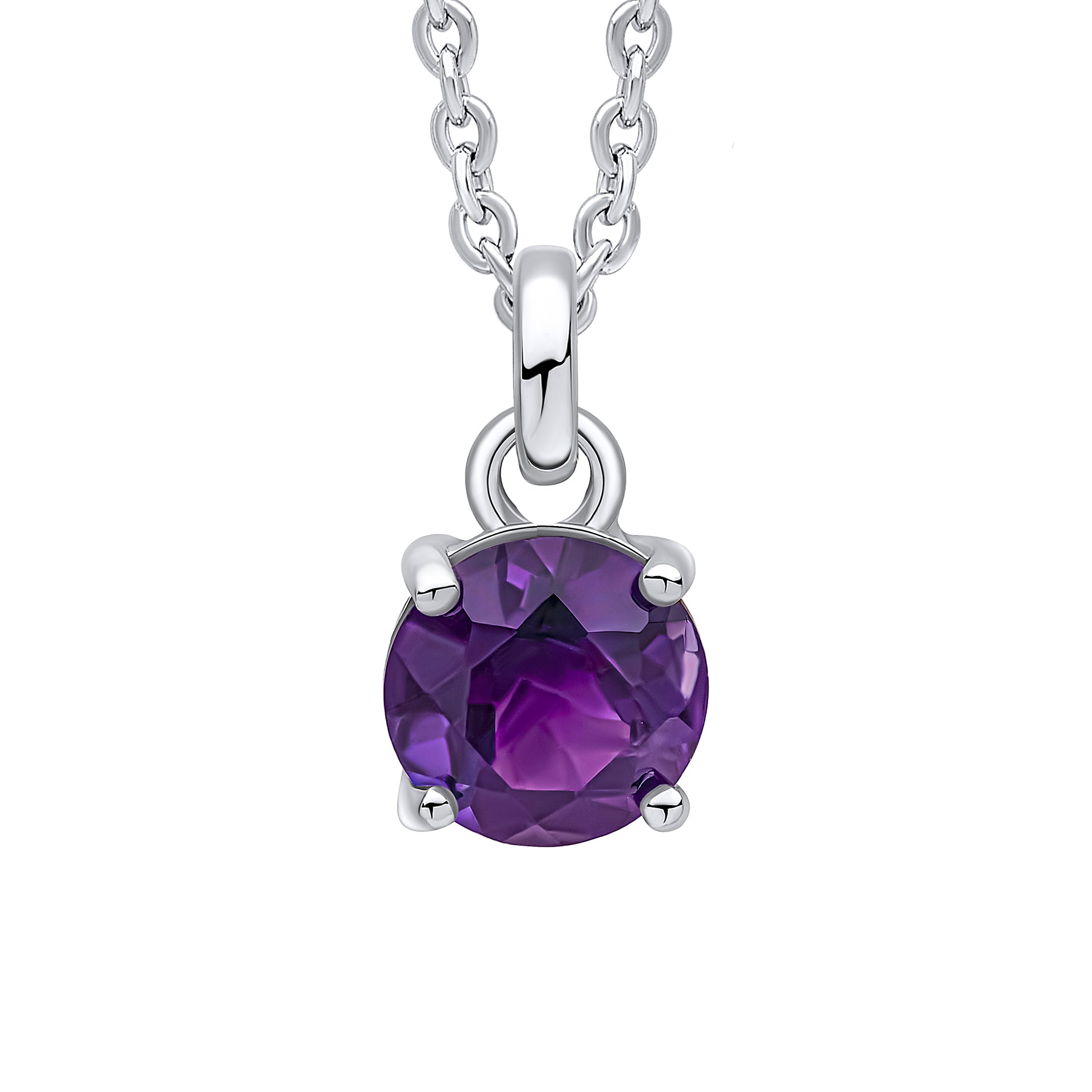 Round Semi Precious Purple Amethyst Dangling Pendant