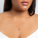 Round Semi Precious Blue Topaz with Yellow Gold Plating Dangling Pendant