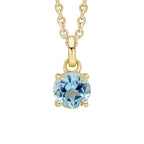 Round Semi Precious Blue Topaz with Yellow Gold Plating Dangling Pendant