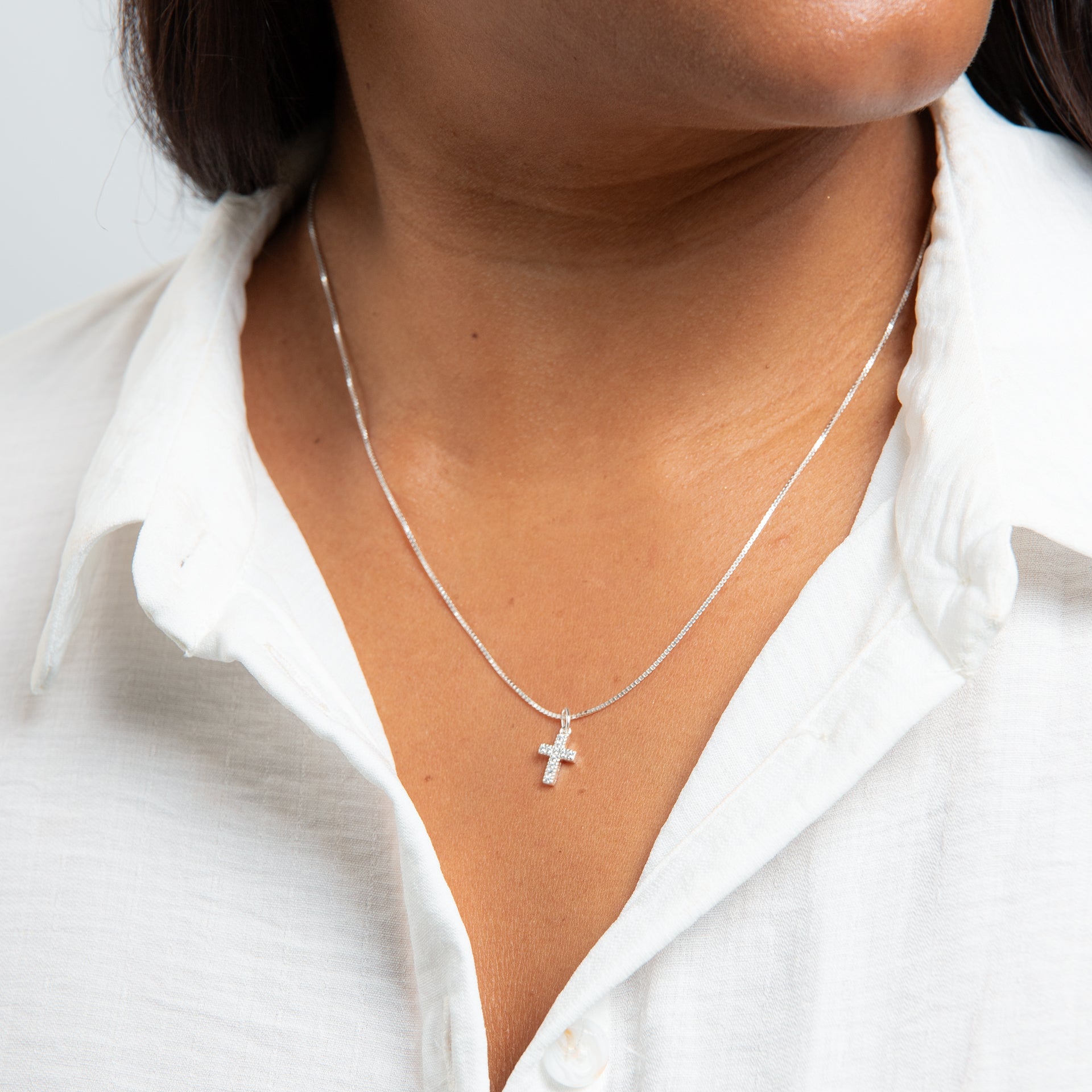 Small Cubic Zirconia Cross Pendant