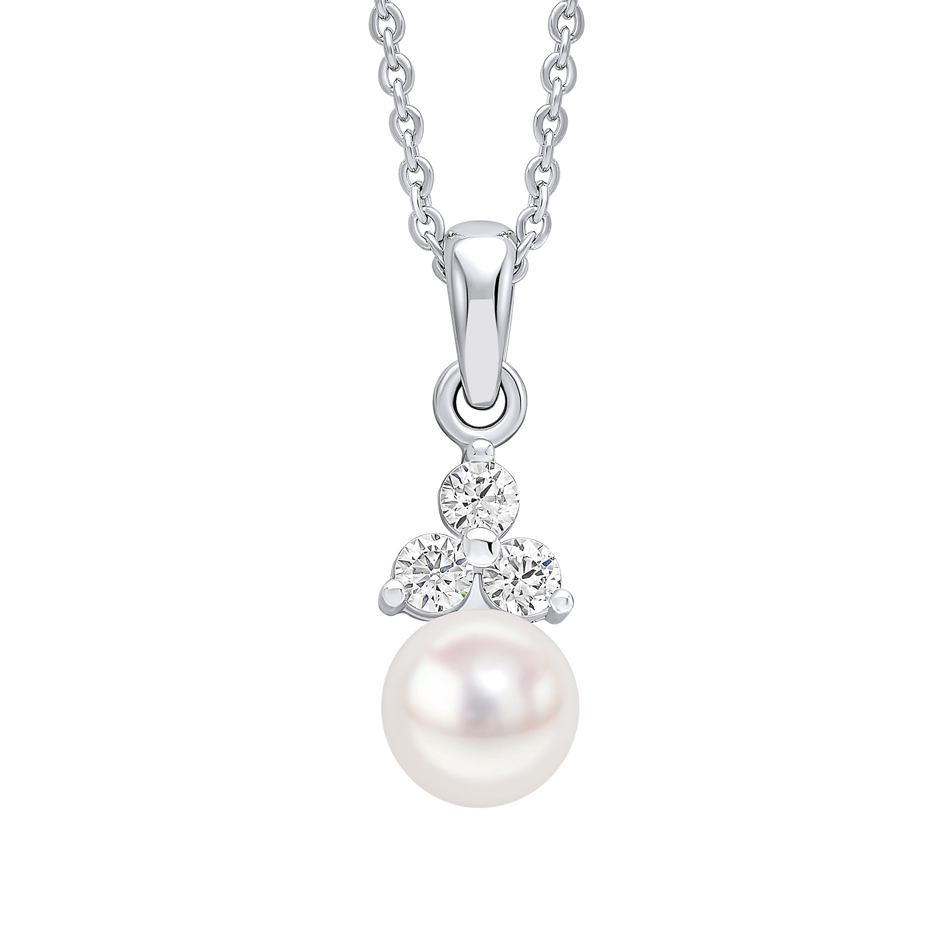 Cubic Zirconia Cluster Shell Pearl Pendant