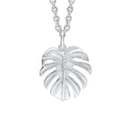 Monstera Palm Leaf Silver Pendant