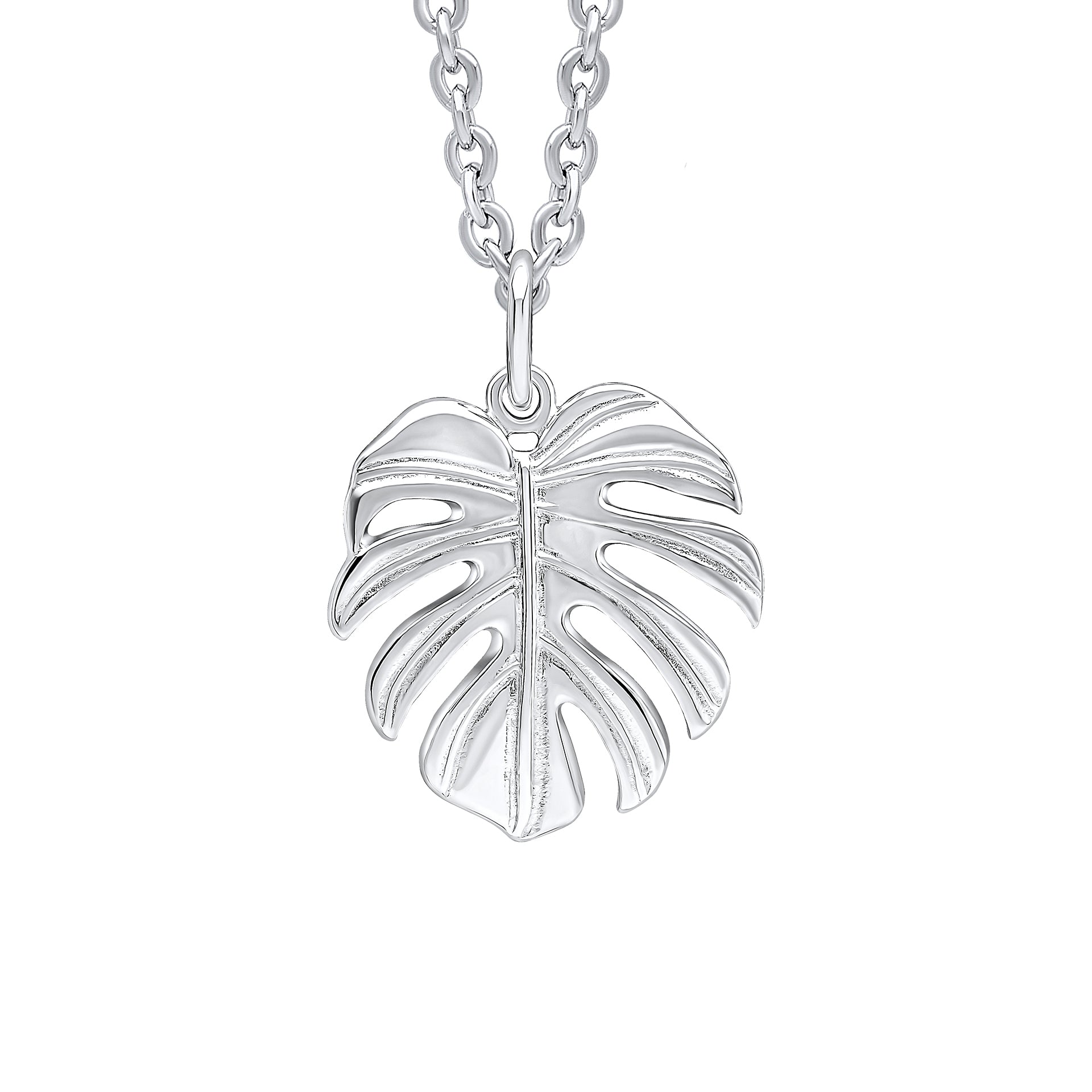 Monstera Palm Leaf Silver Pendant
