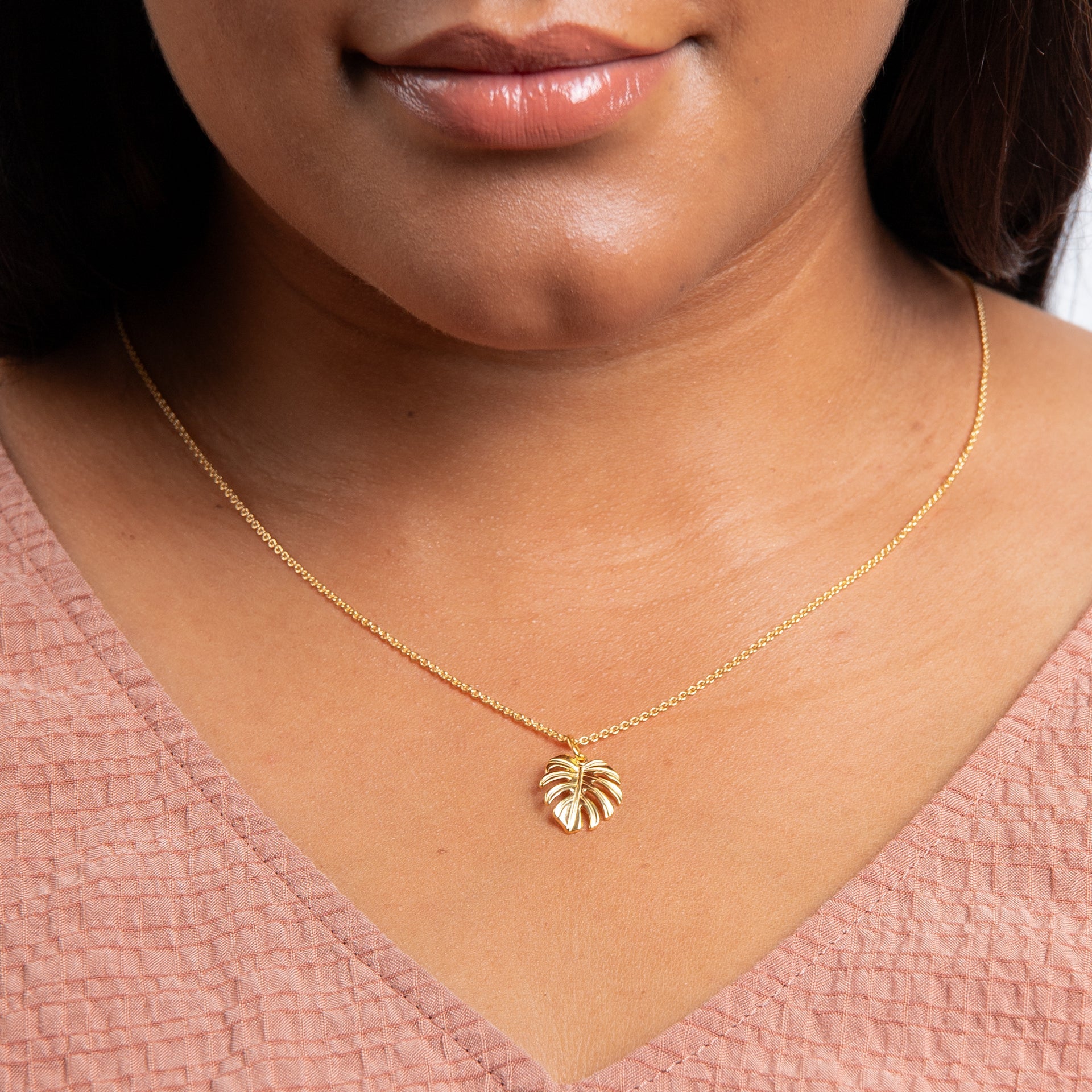 Gold Plated Monstera Palm Leaf Pendant