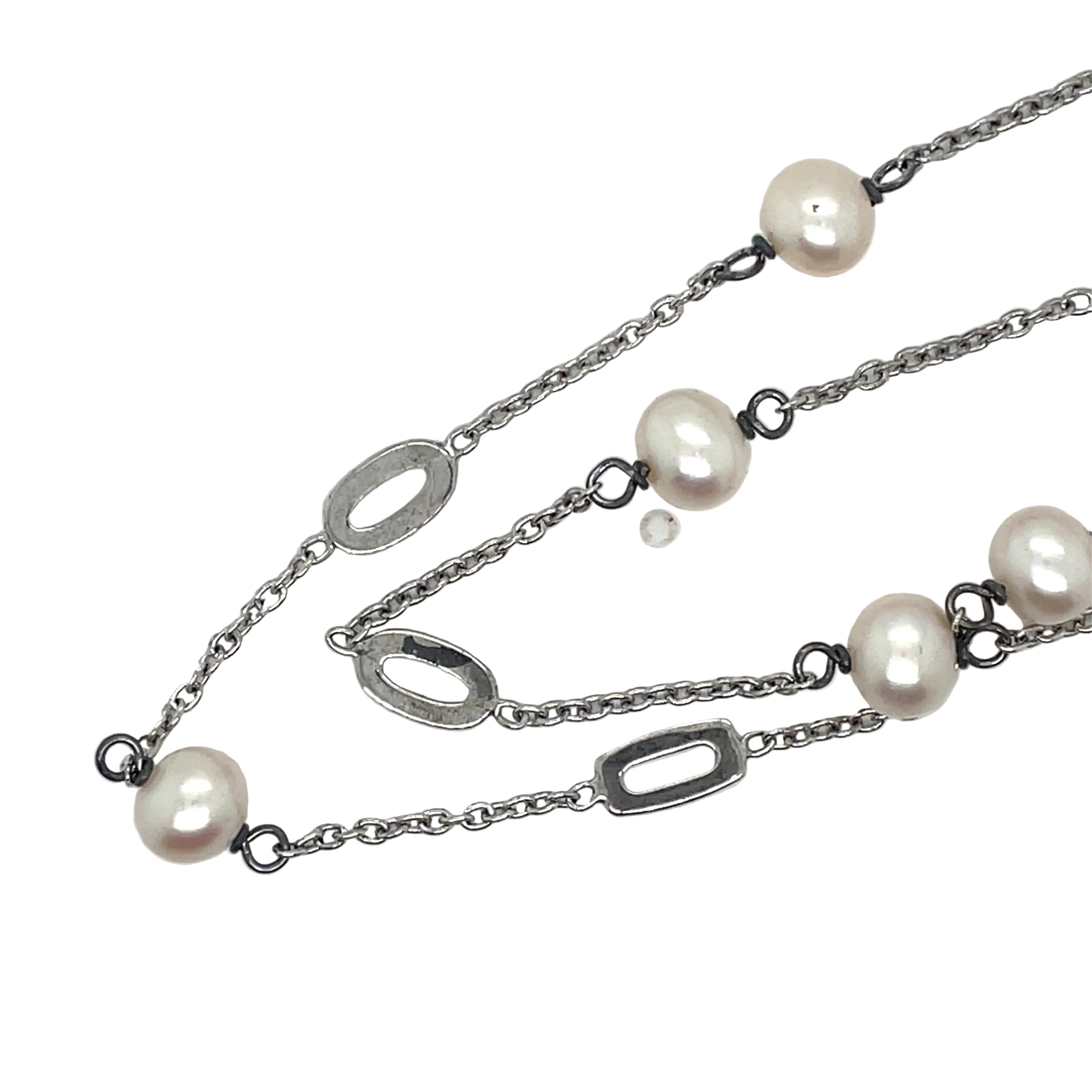 Perlissimo Freshwater Pearl and Sterling Silver Layered Necklace
