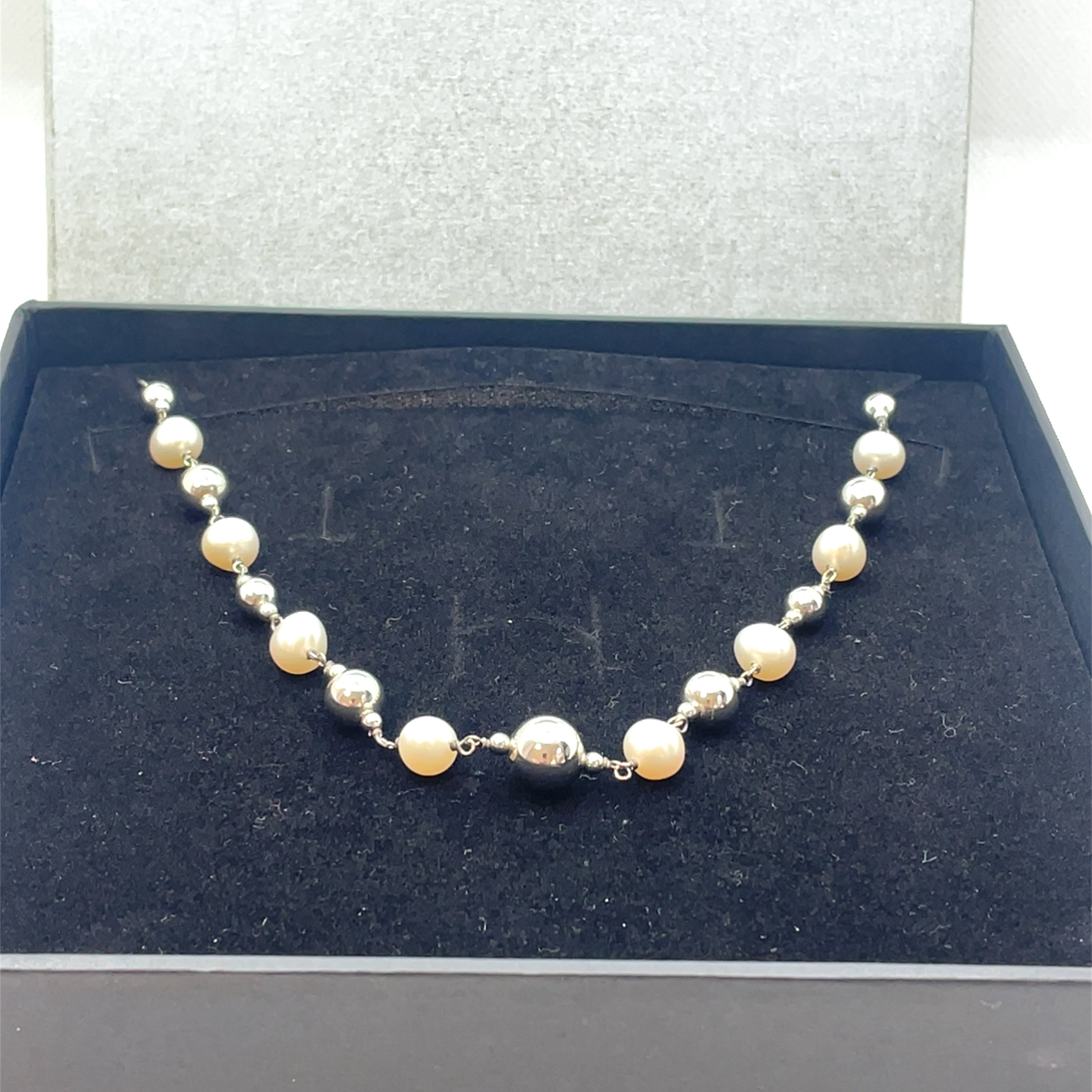 Perlissimo Freshwater Pearl and Sterling Silver Beaded Necklace
