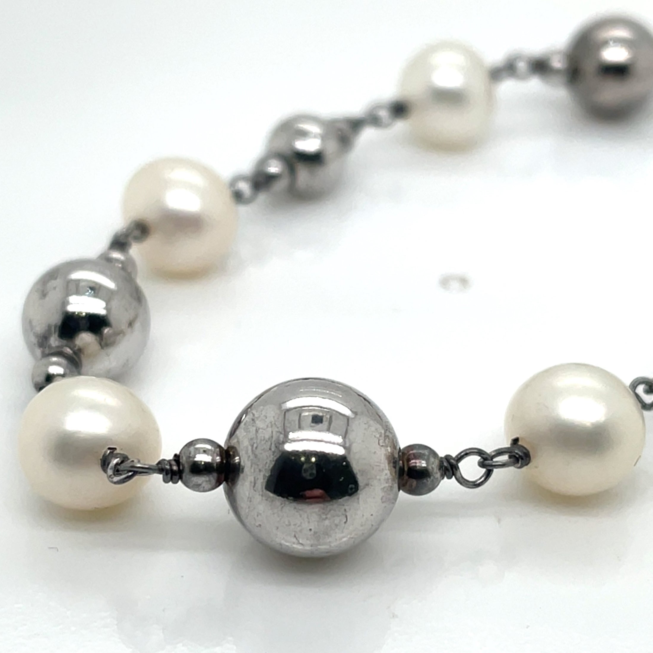 Perlissimo Freshwater Pearl and Sterling Silver Beaded Necklace