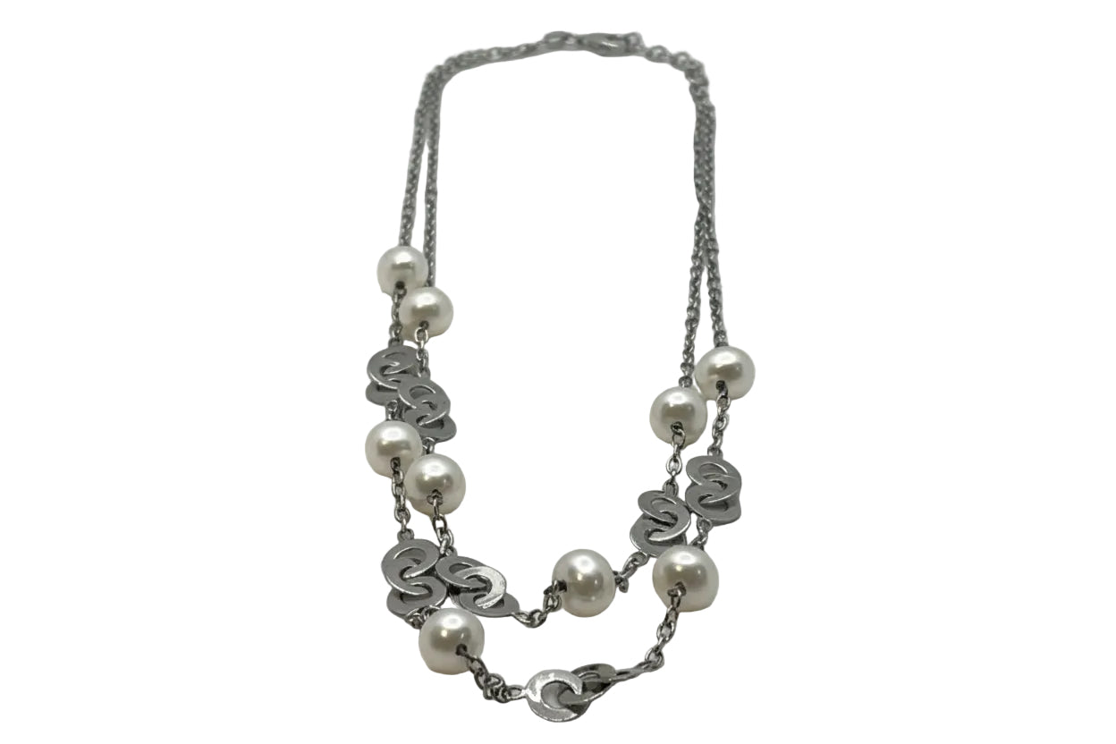 Perlissimo Freshwater Pearl and Sterling Silver Layered Necklace