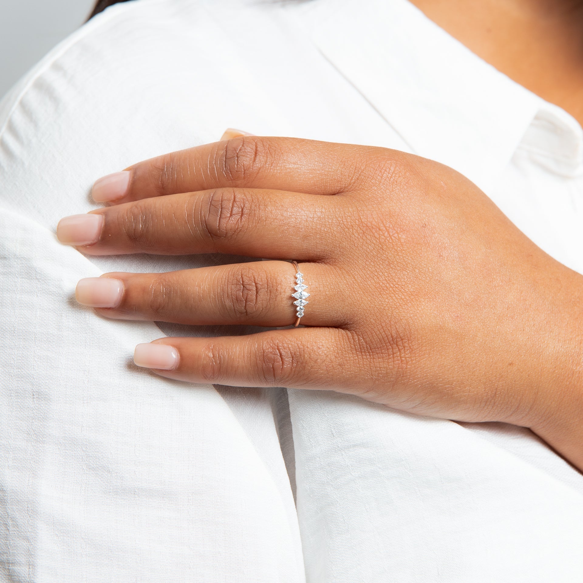 Graduated Marquise Cubic Zirconia Ring