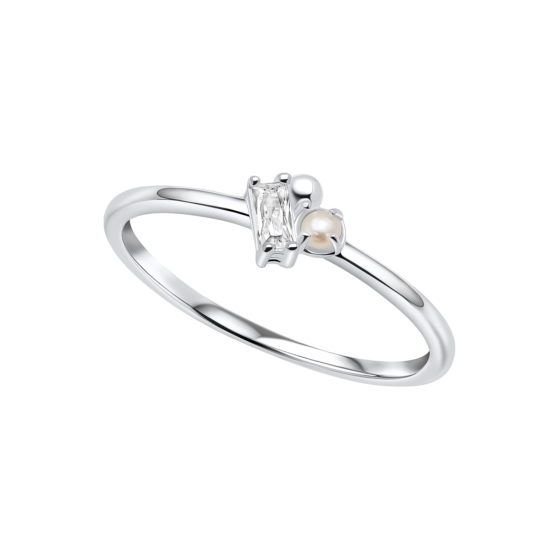 Dainty Pearl & Cubic Zirconia Ring