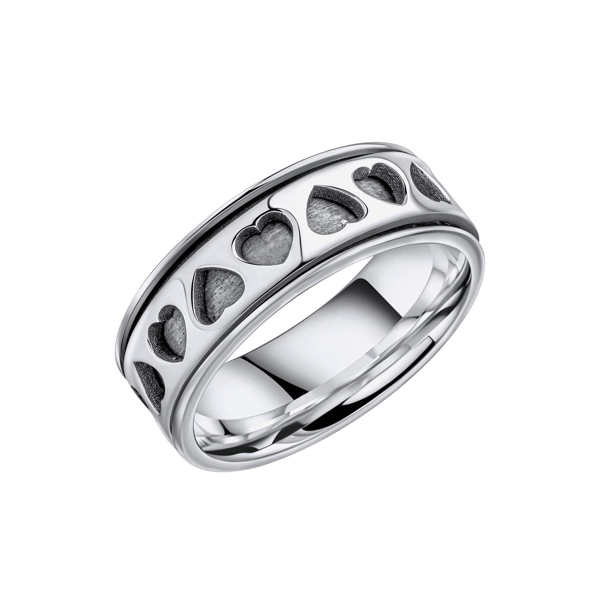 Ladies Heart cut out Spinner Hammered Ring