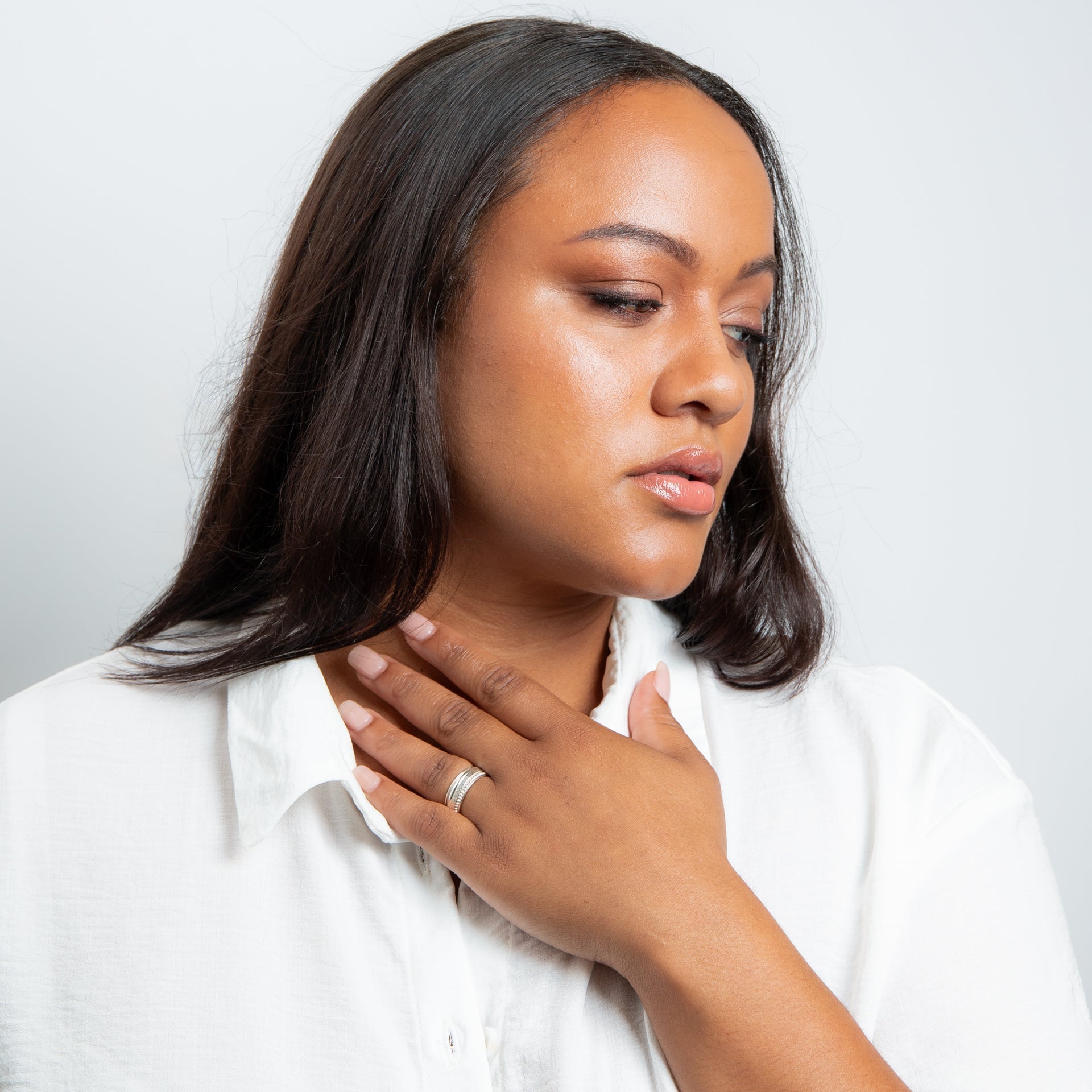 Ladies Stipple, Hammered and Plain Spinner Multi Ring
