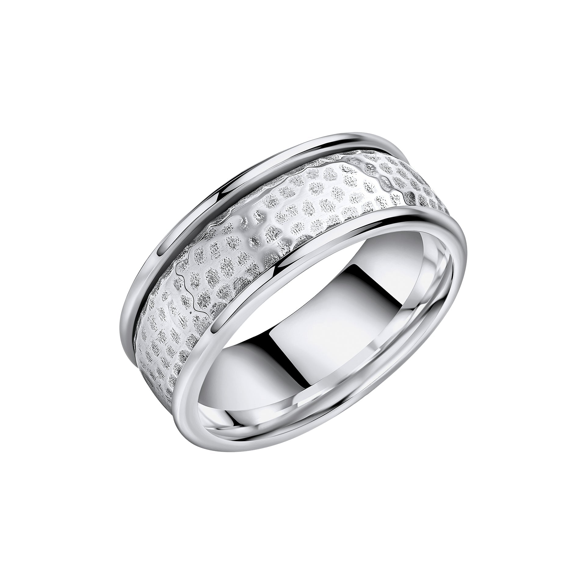 Mens Hammered Middle Spinner Ring