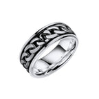 Mens Black Rhodium Chain Spinner Ring