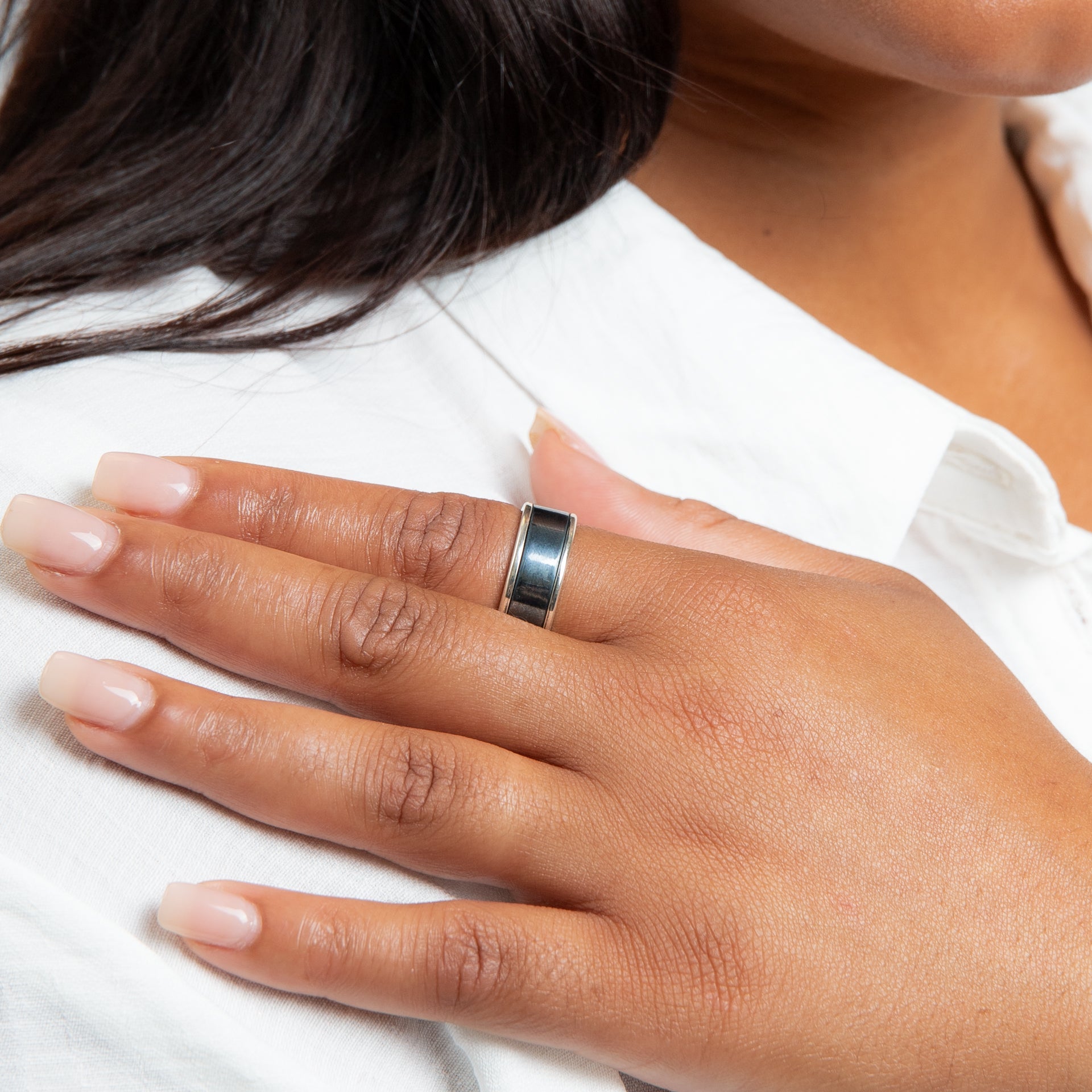 Mens Brushed Middle Spinner Ring