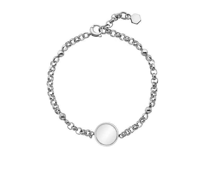 Silver 002 Disc and Belcher Bracelet 7.5" adj @ 7"