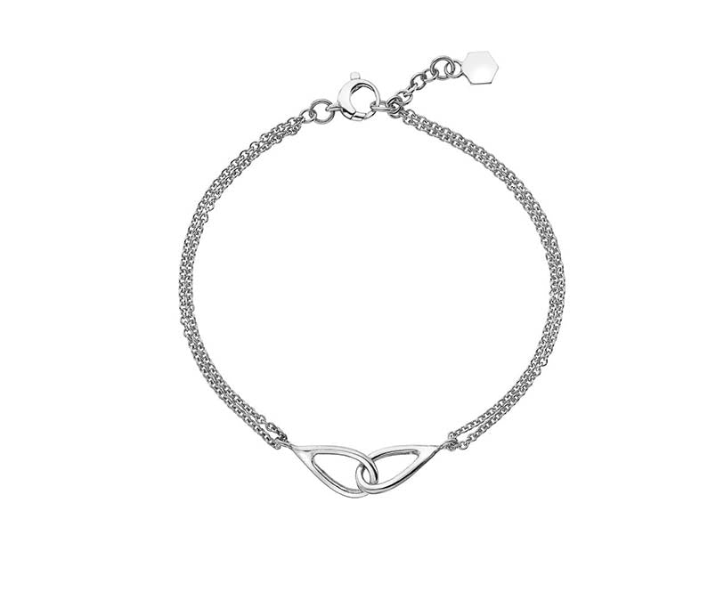 Silver 009 Teardrop Station Bracelet 7.5" adj @ 7"