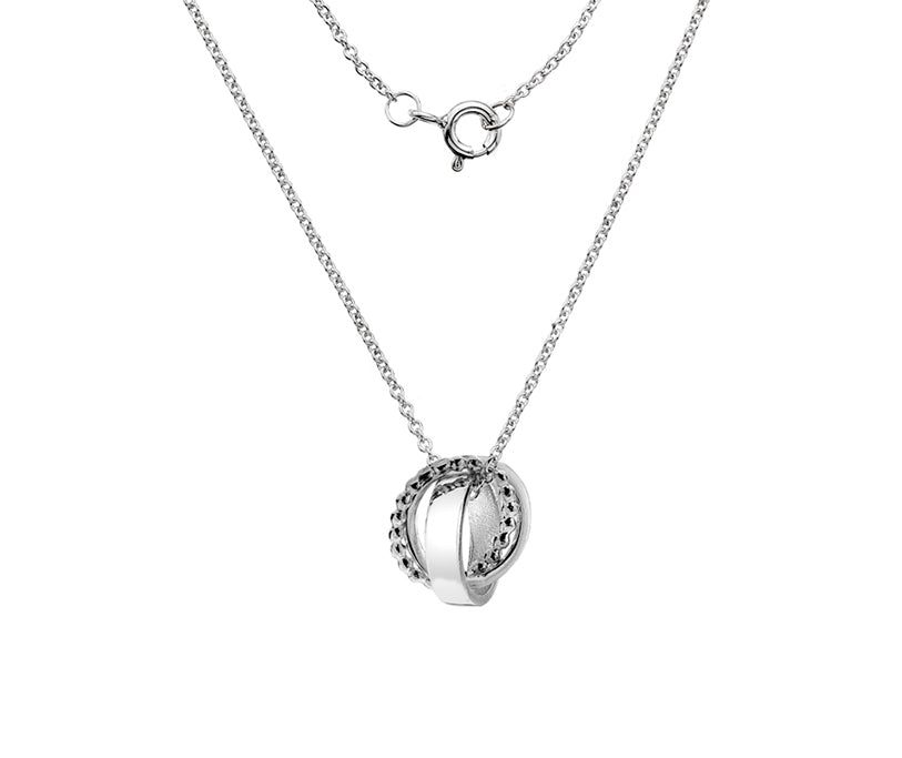 Silver Designer Entwined Circle Pendant on 18" Chain