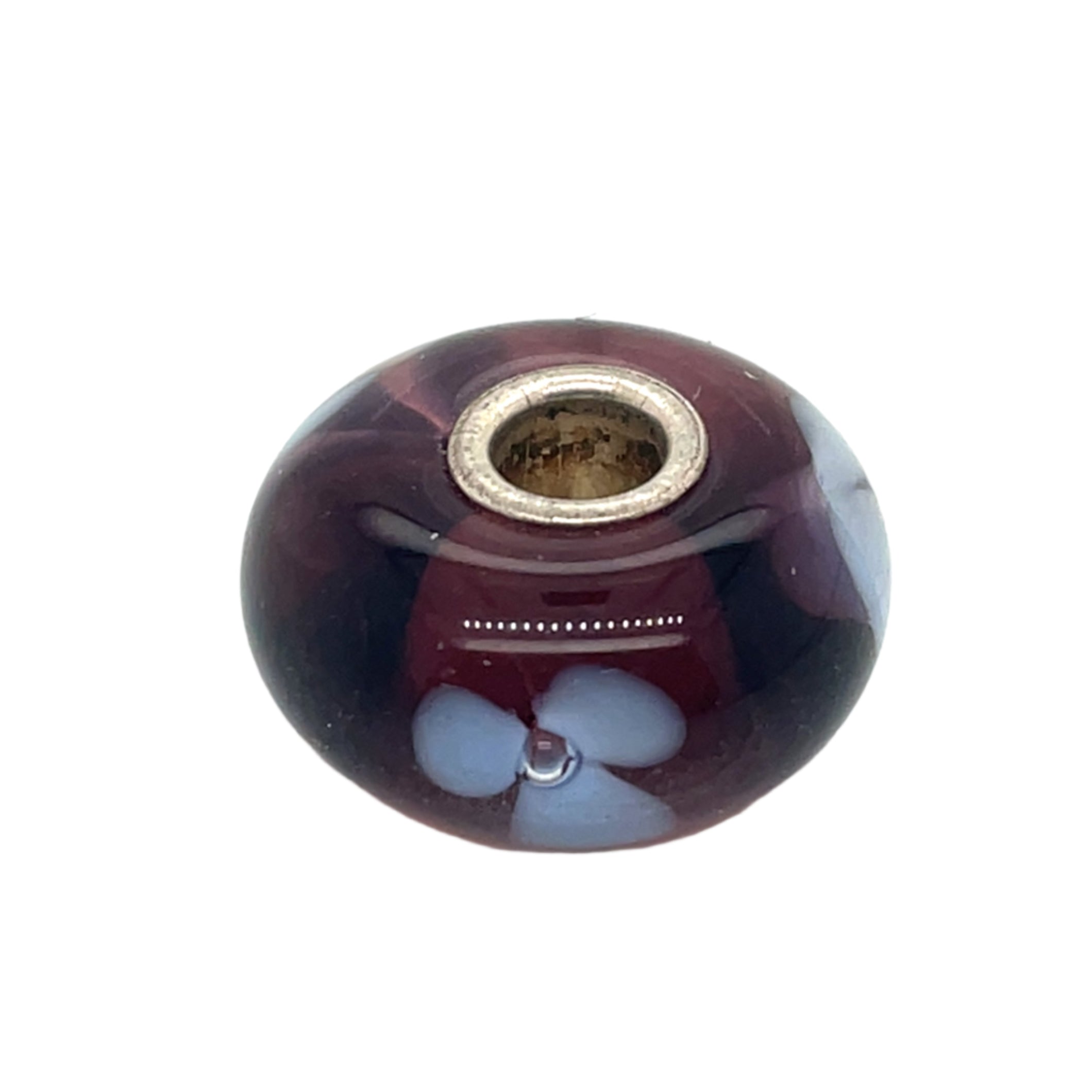 Trollbead Purple Flower Glass Bead