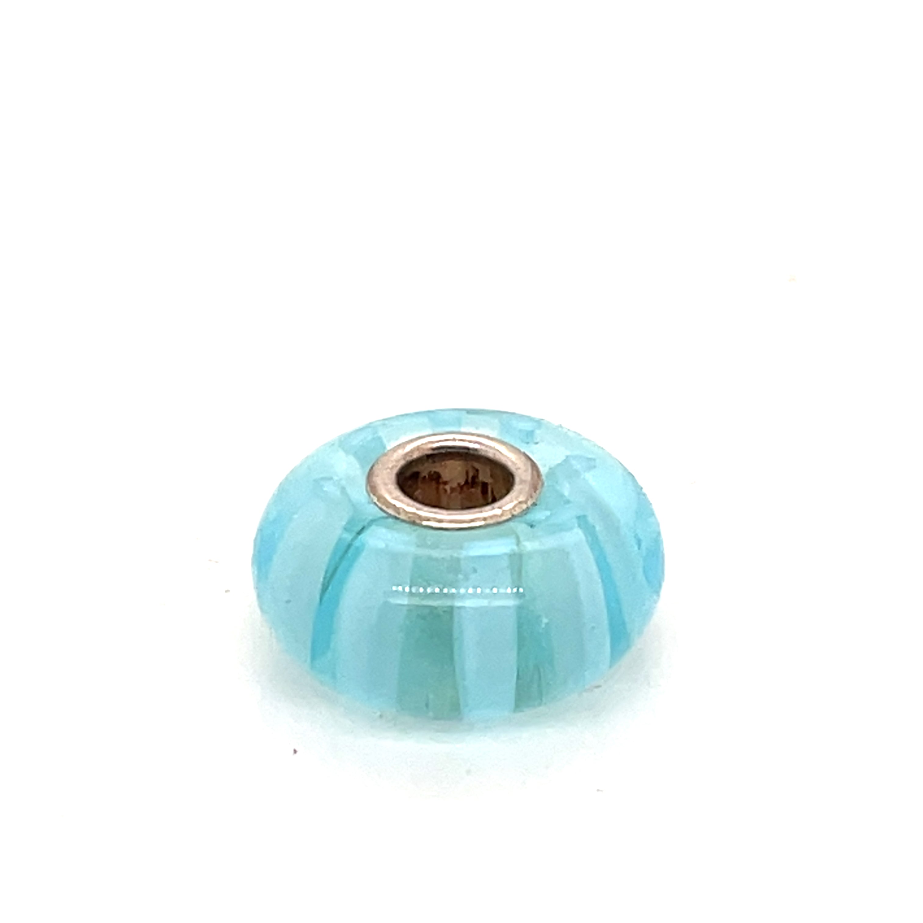 Trollbead Light Blue Striped Glass Bead