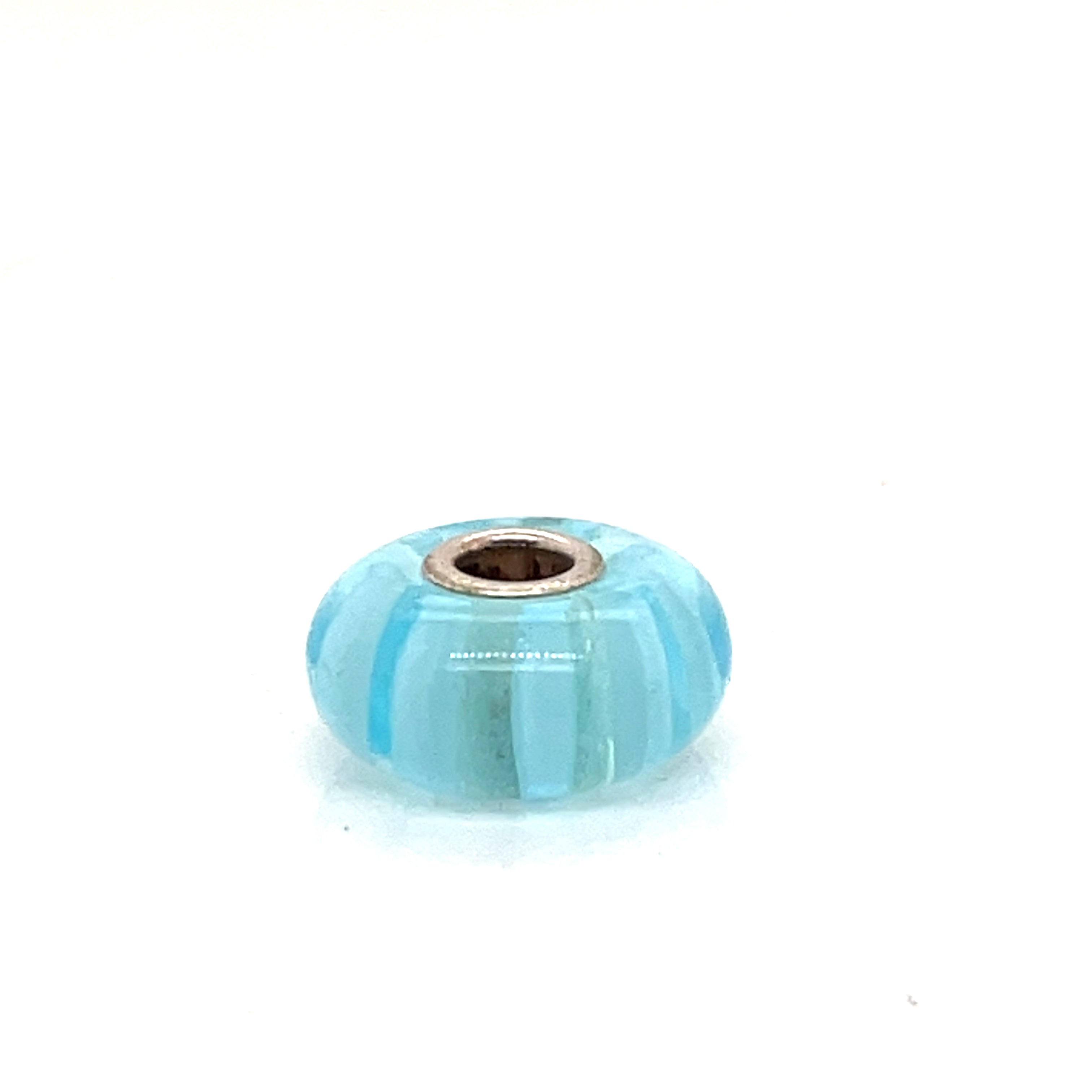 Trollbead Light Blue Striped Glass Bead