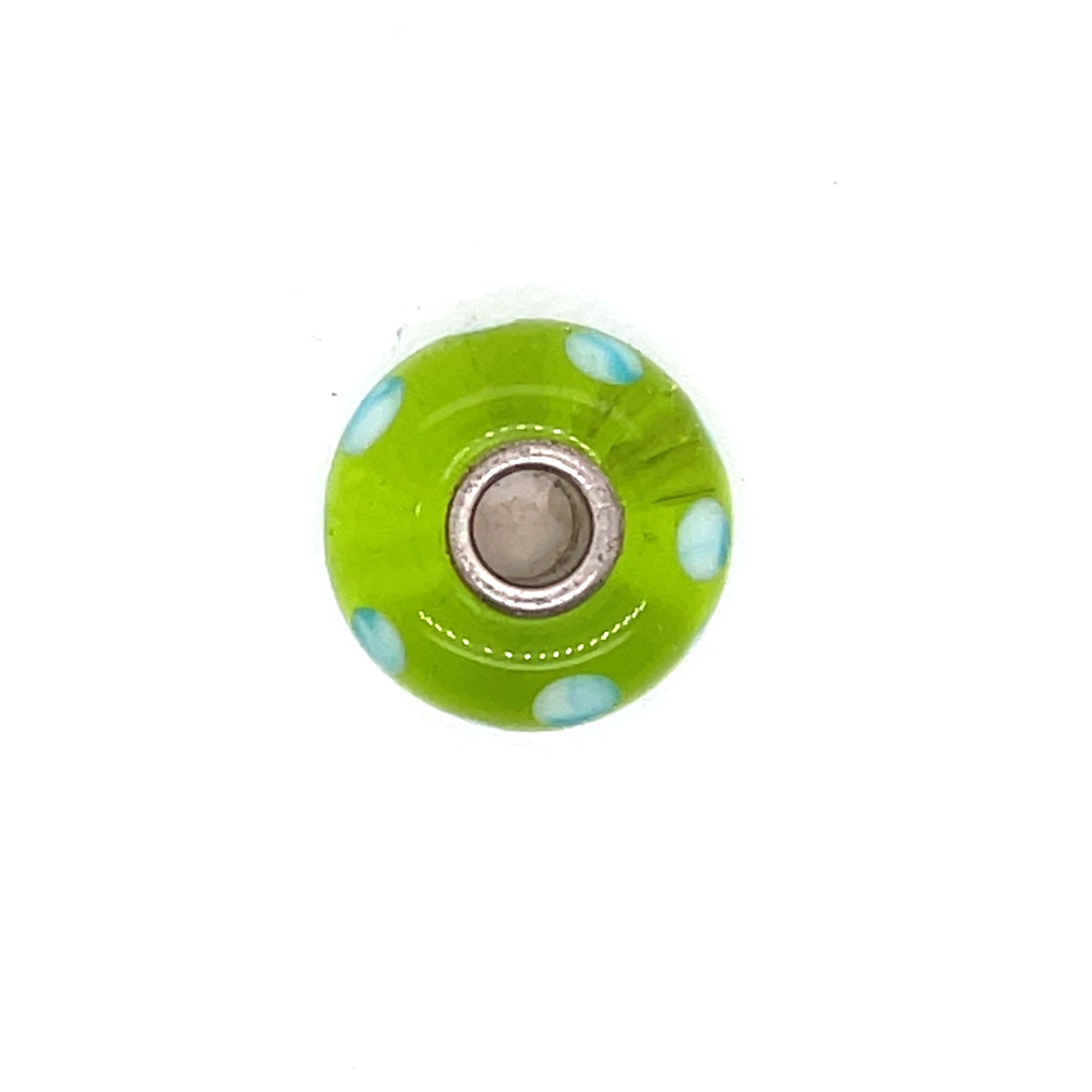 Trollbead Turquoise Green Dot Glass Bead