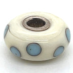Trollbead Ivory Blue Dot Glass Bead