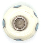 Trollbead Ivory Blue Dot Glass Bead