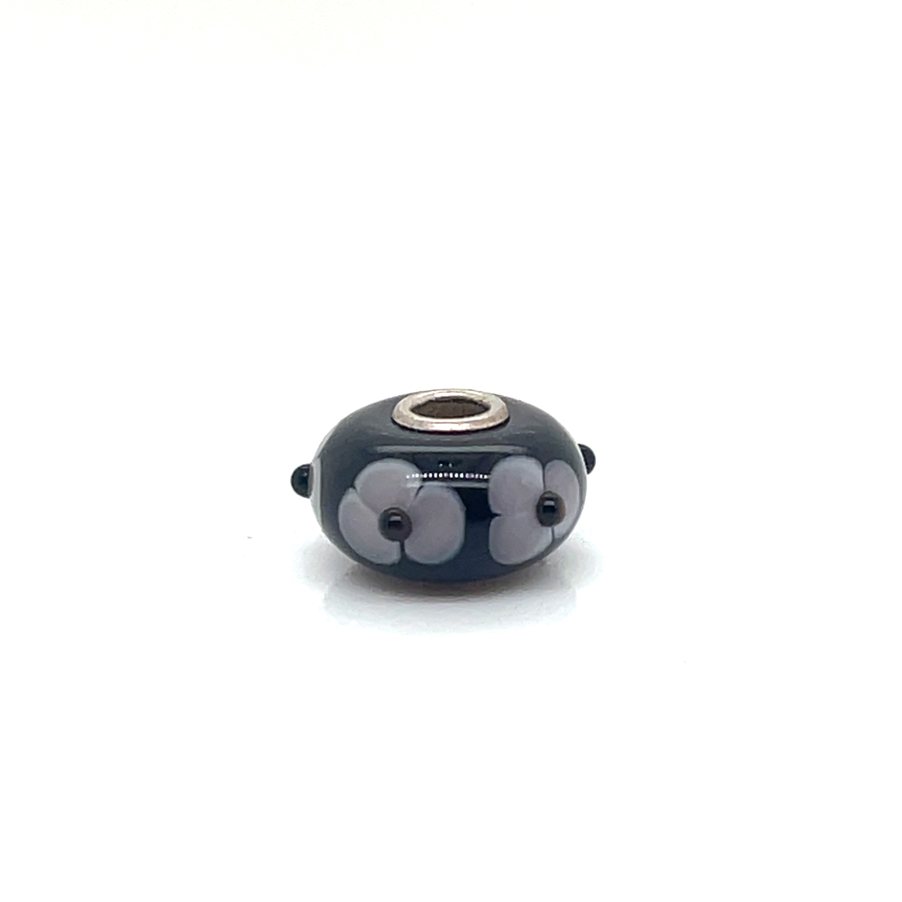 Trollbead Black and Purple Flower Glass Bead