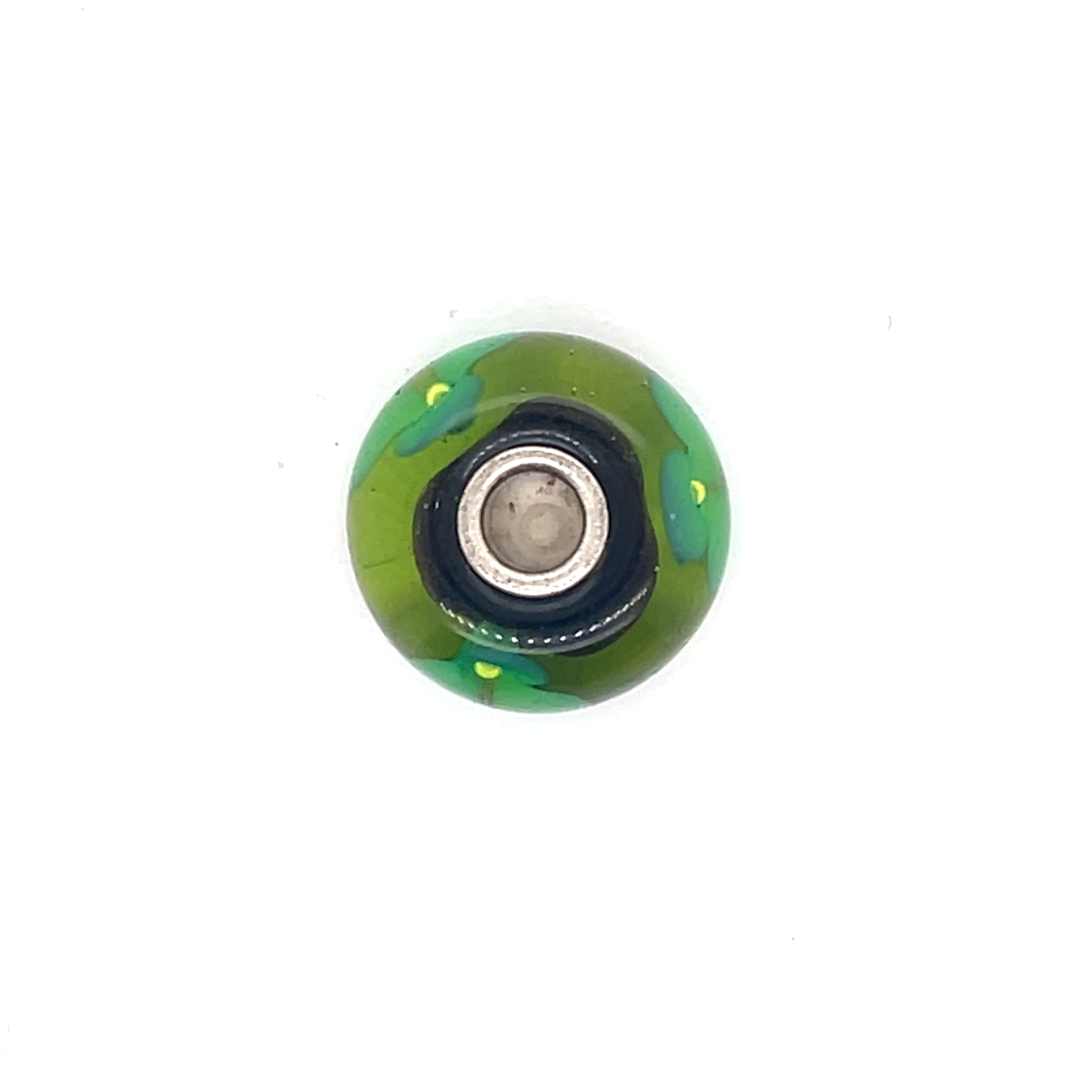 Trollbead Green Flower Glass Bead