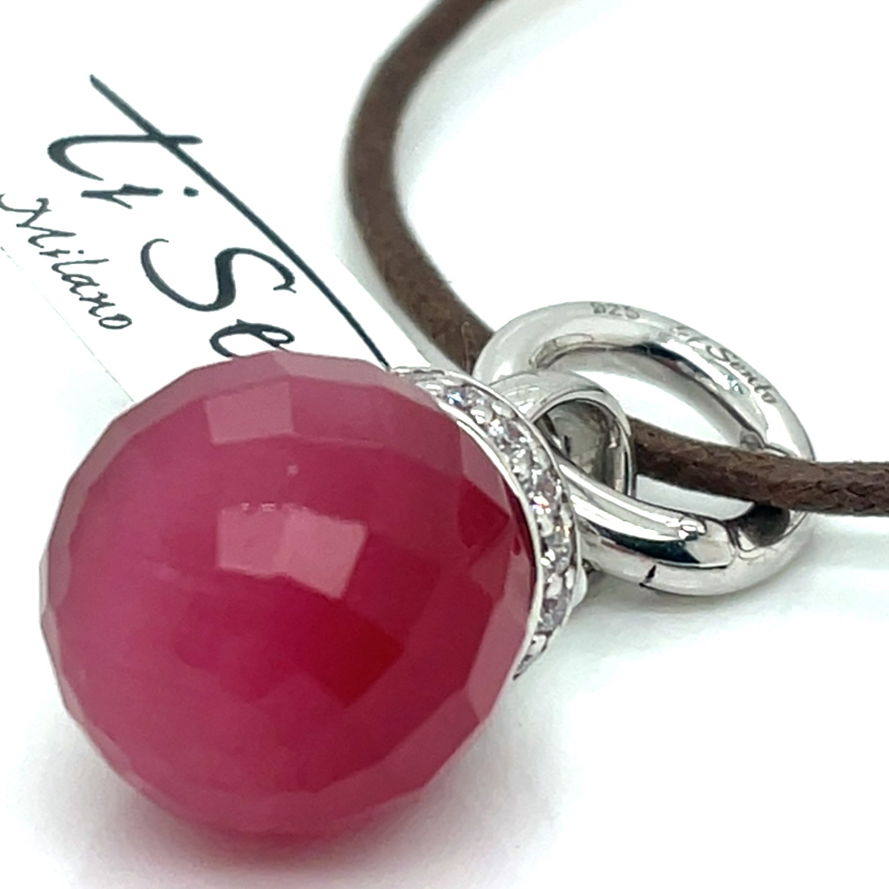 Ti Sento Pink and White Stone Pendant