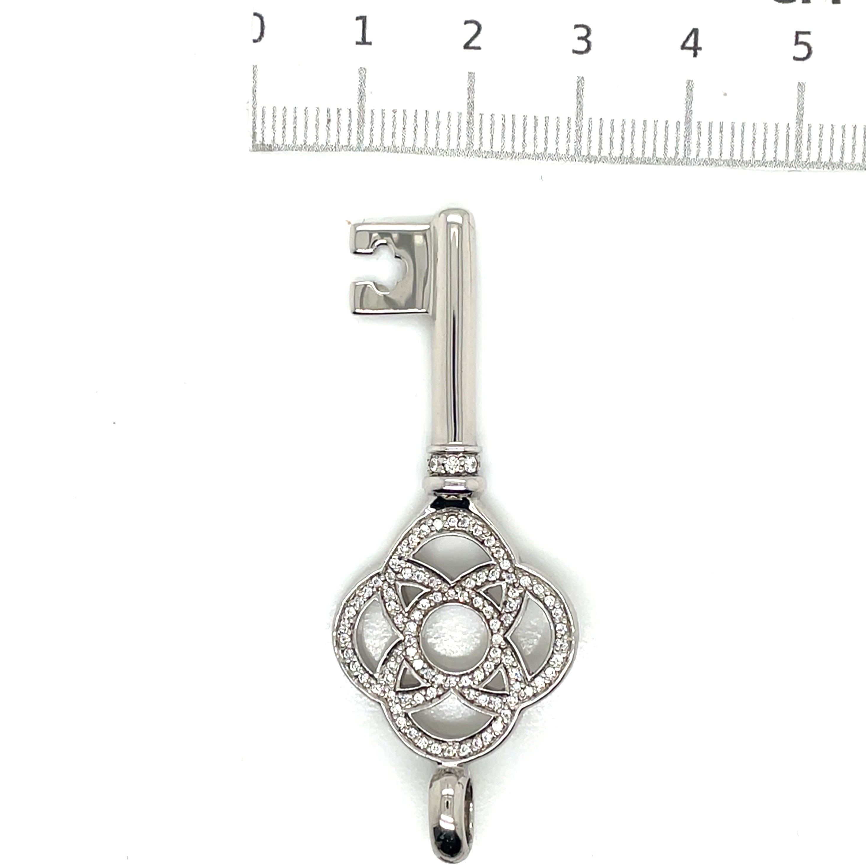 Ti Sento White Cubic Zirconia and Silver Key Pendant