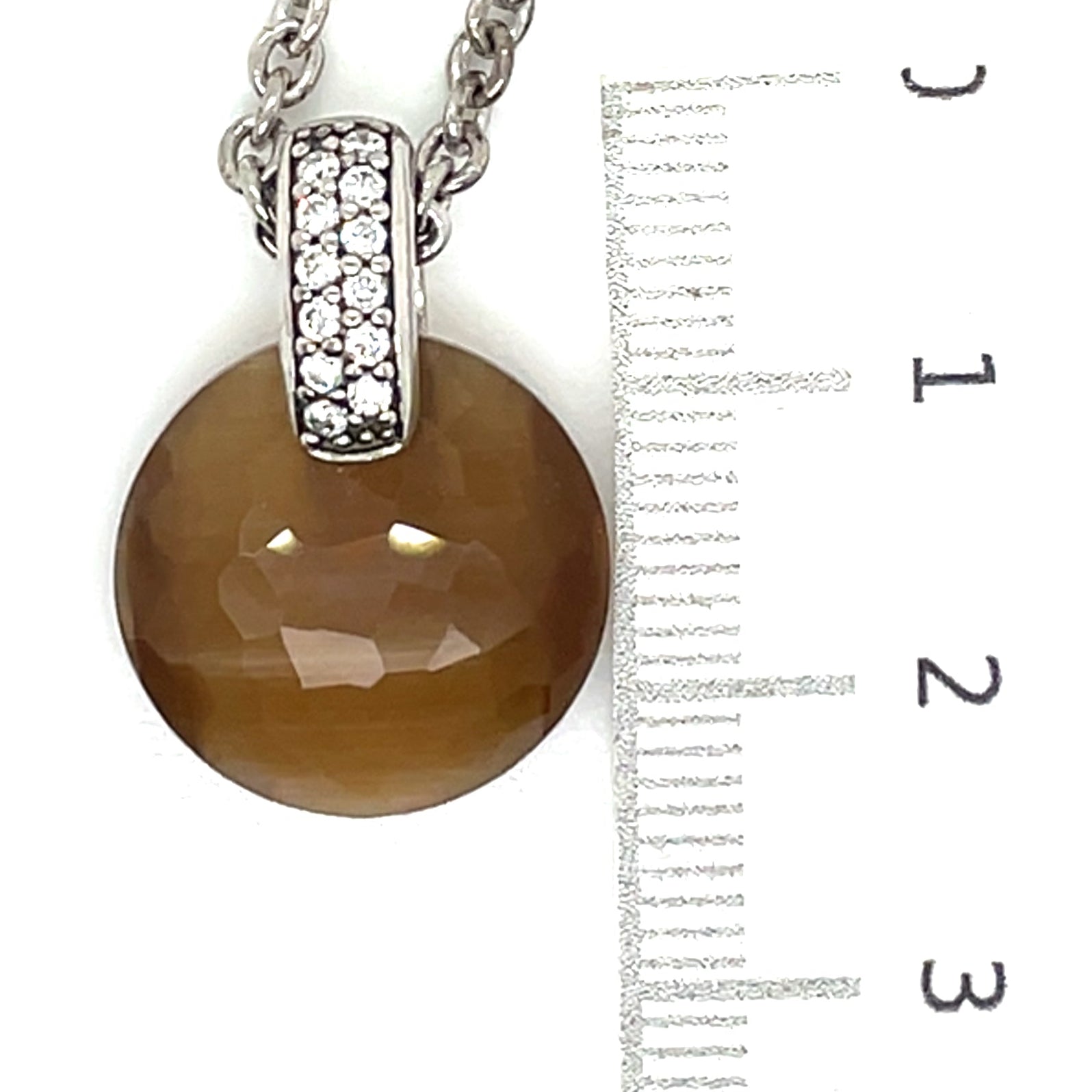 Ti Sento Brown Stone and White Cubic Zirconia Pendant Necklace