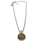 Ti Sento Brown Stone and White Cubic Zirconia Pendant Necklace