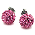 Tresor Paris Silver and Hot Pink Disco Stud Earrings